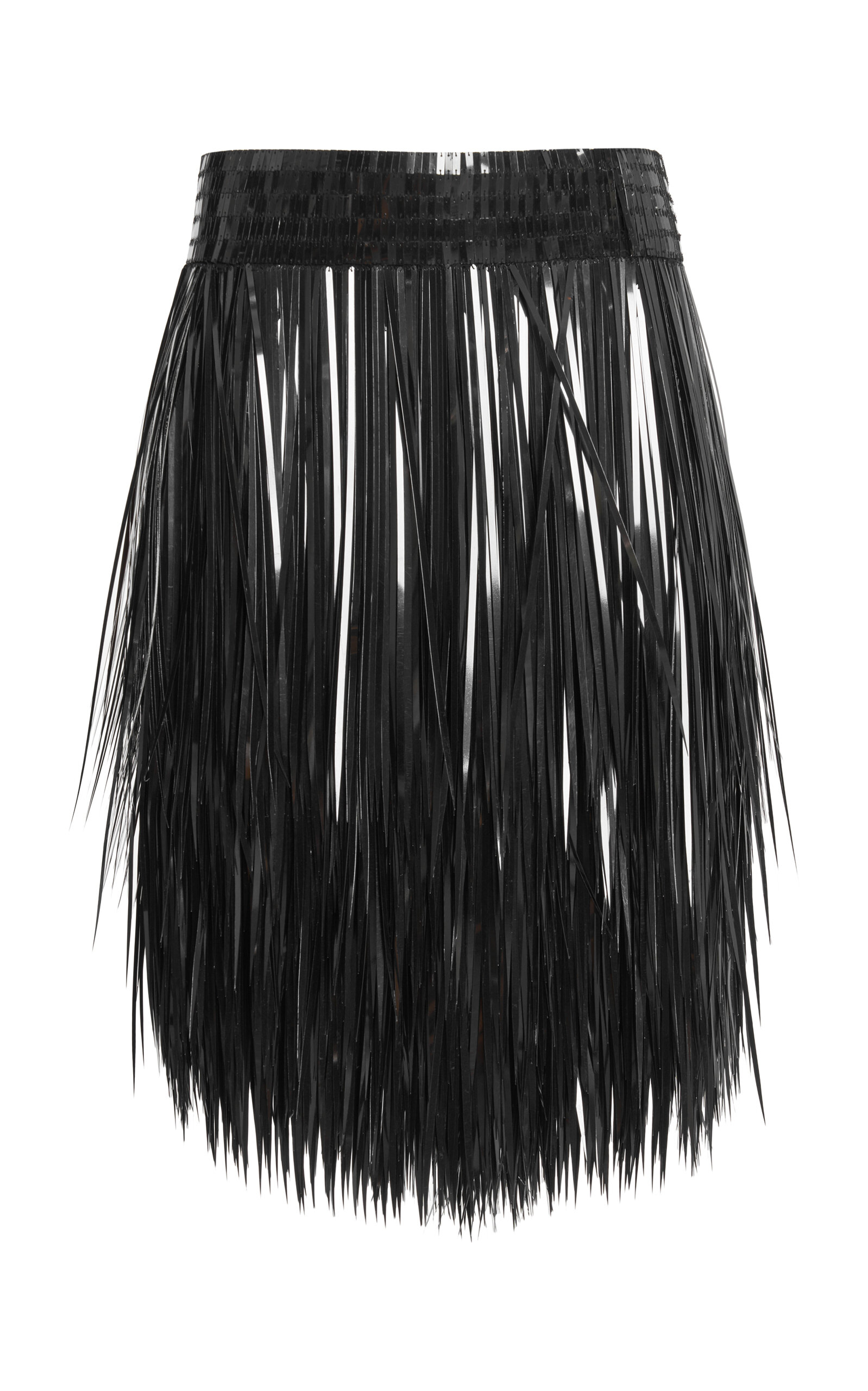 Valentino Fringed Silk Organza Skirt In Black