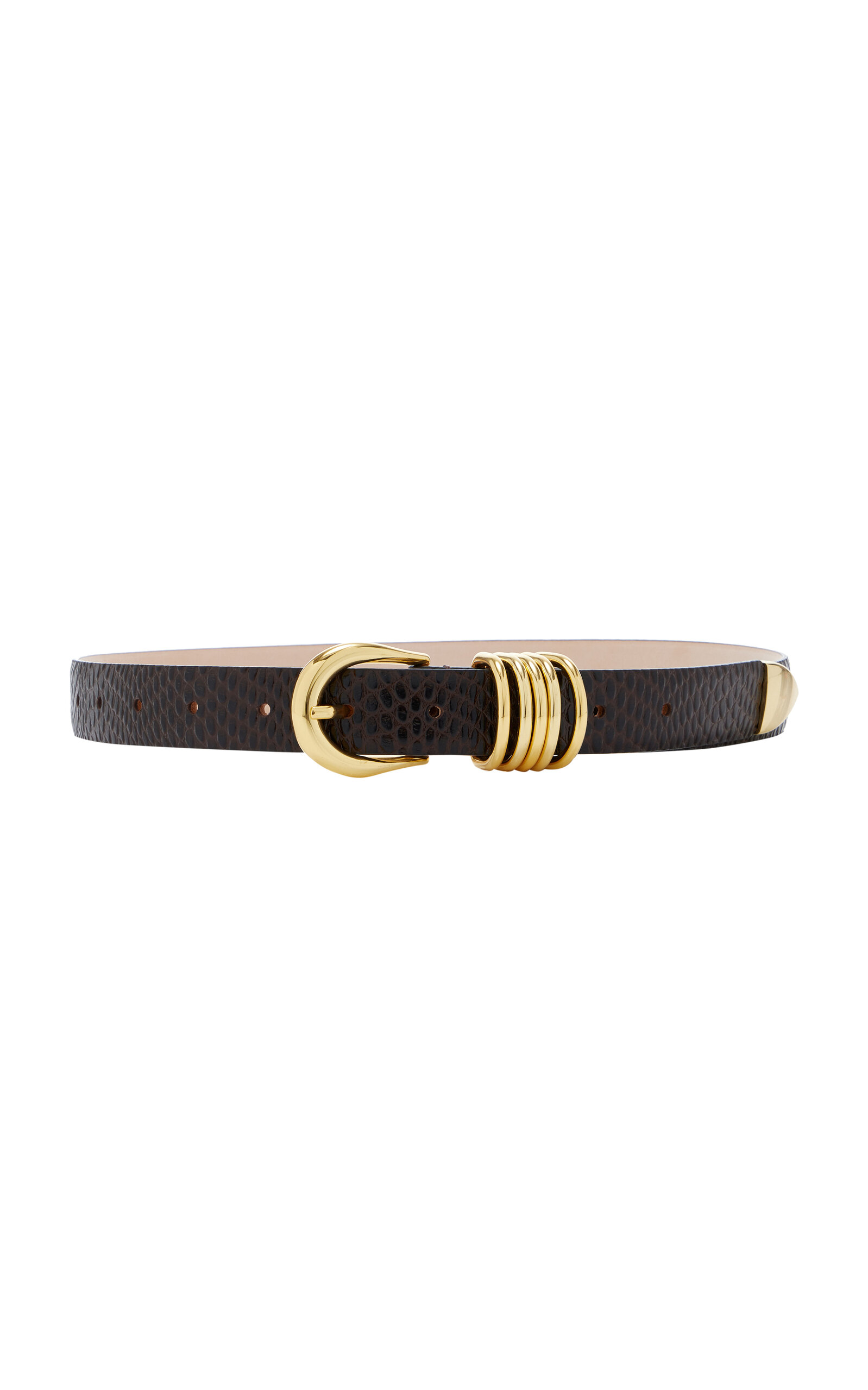 Shop Dehanche Hollyhock Croc-effect Leather Belt In Black