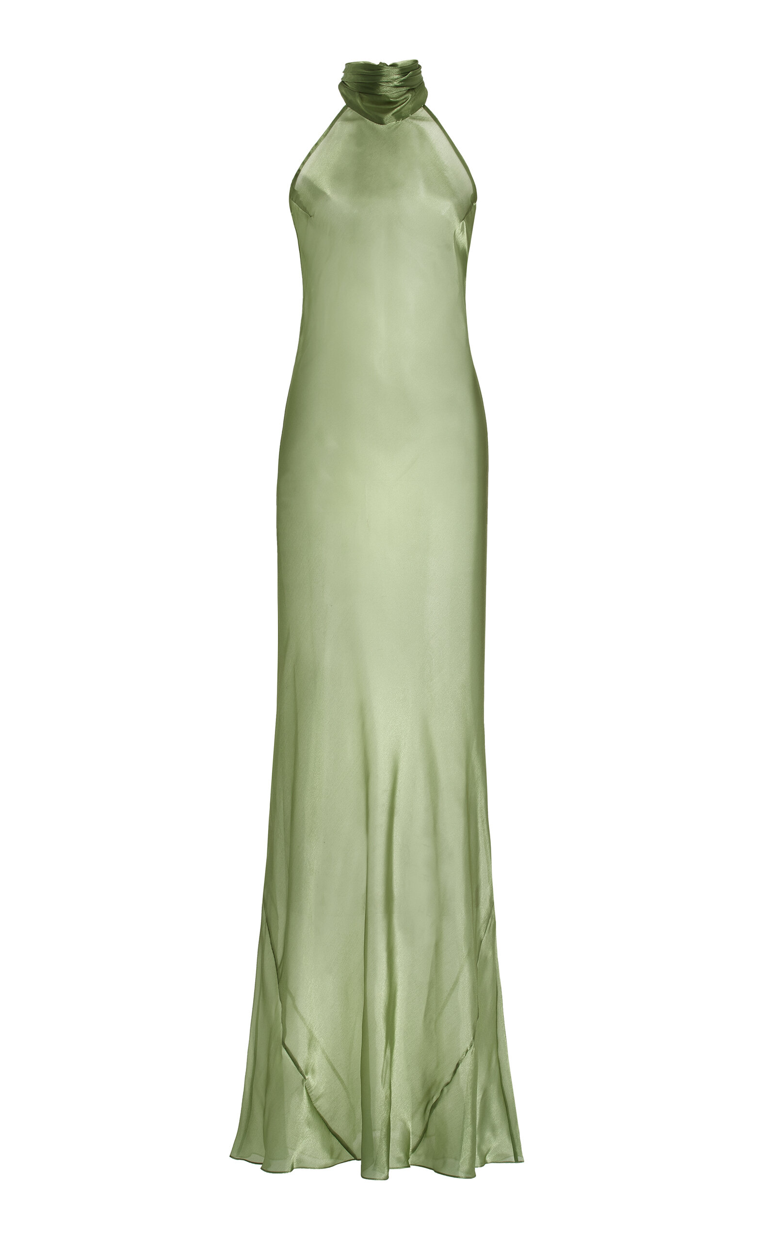 Shop Galvan Sienna Satin Organza Gown In Green