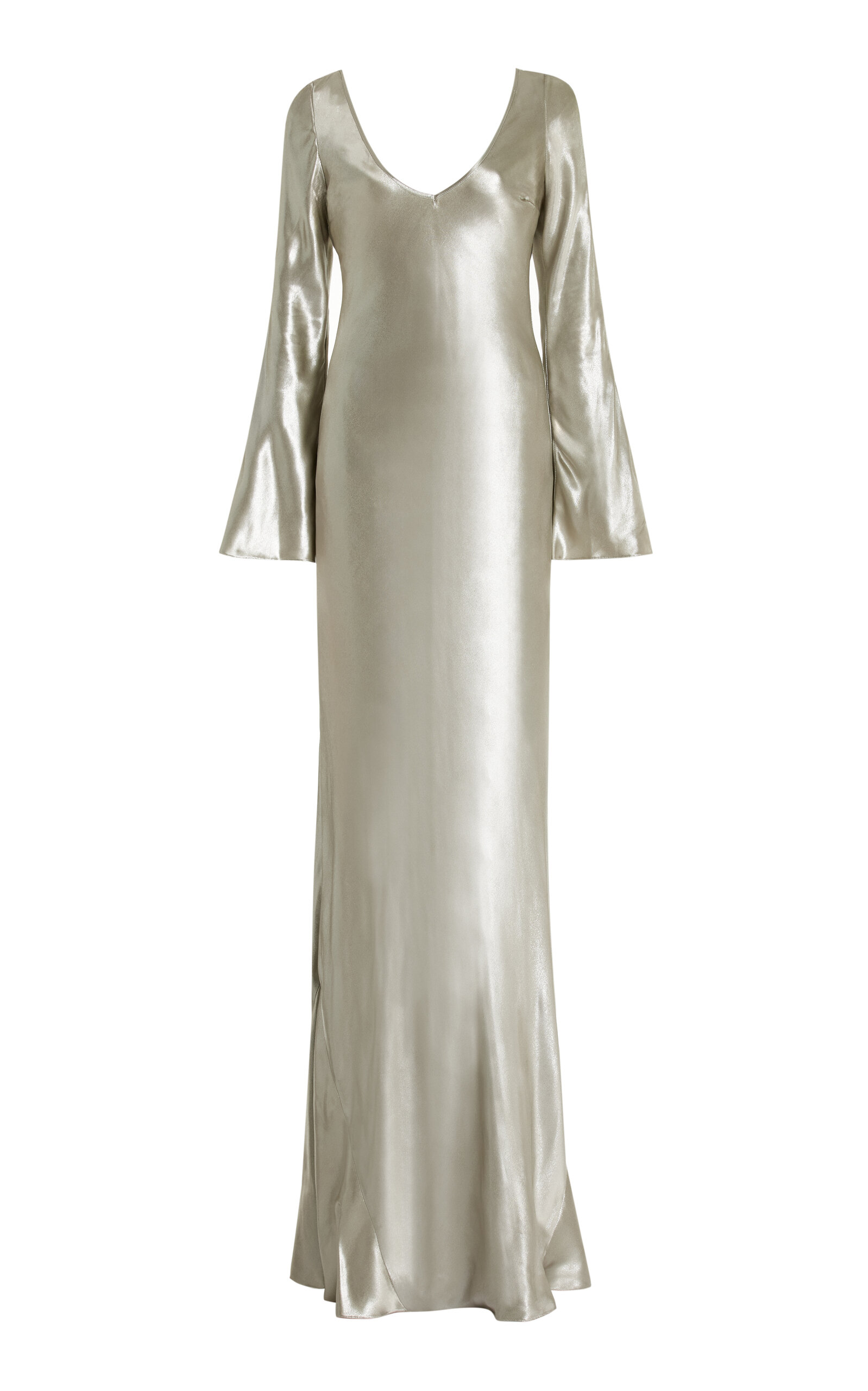 Shop Galvan Valletta Satin Gown In Silver