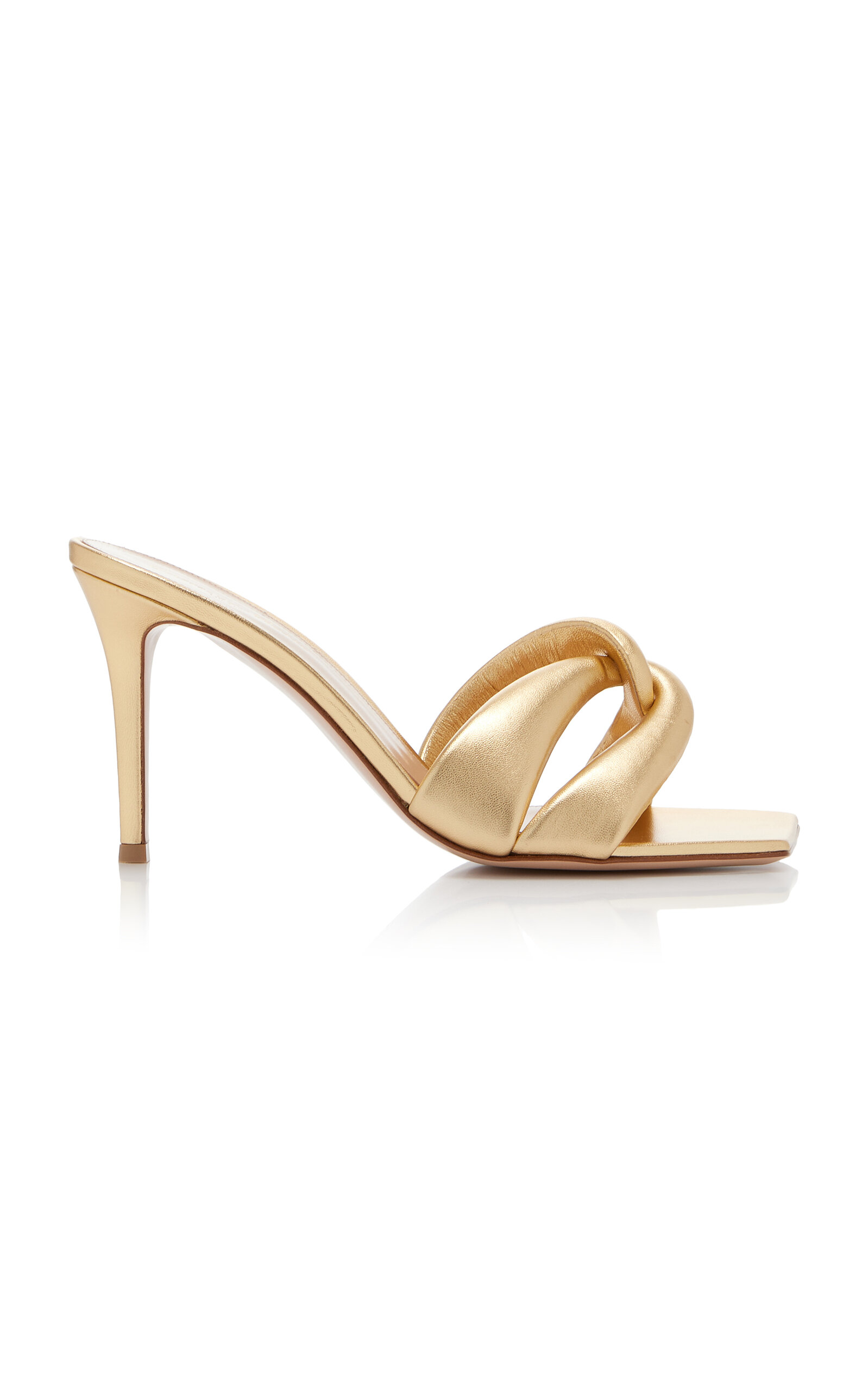 Shop Gianvito Rossi Amour Padded Metallic-leather Sandals In Gold