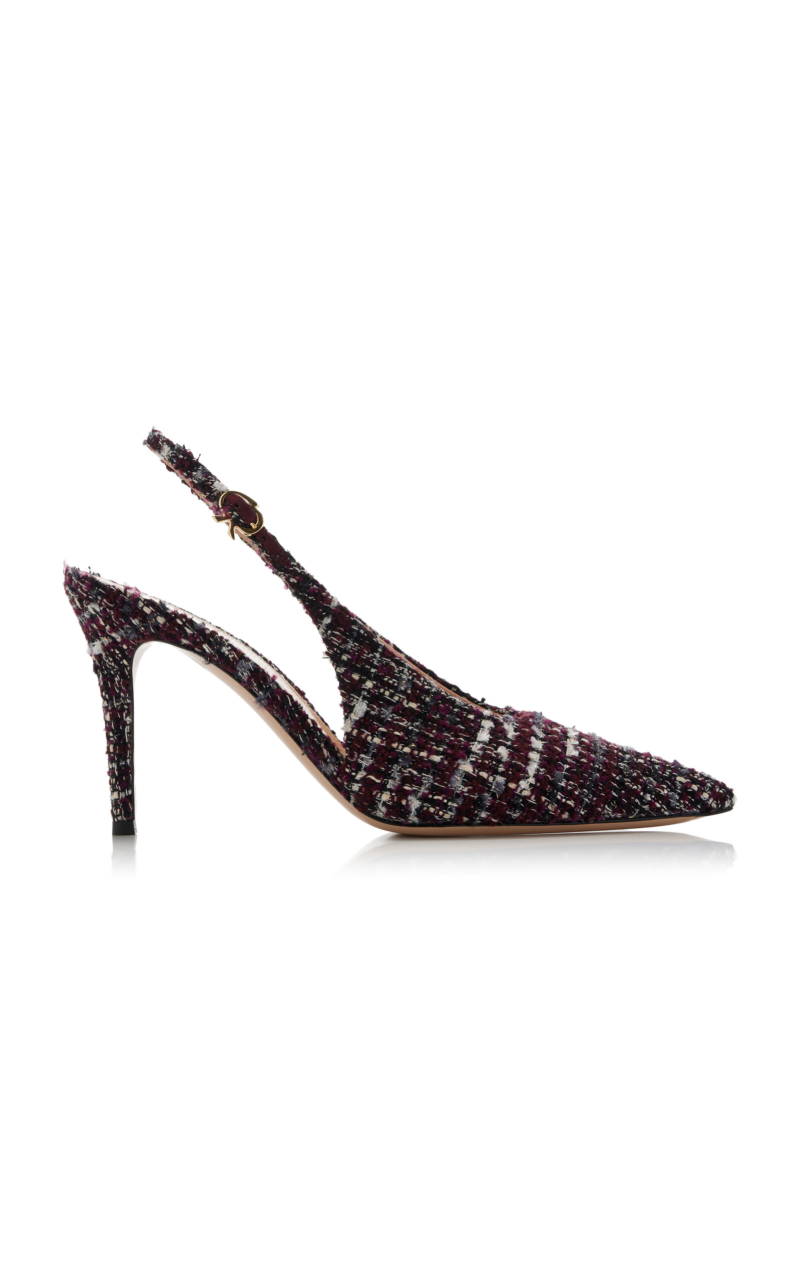 Shop Gianvito Rossi Robbie Bouclé Slingback Pumps In Burgundy