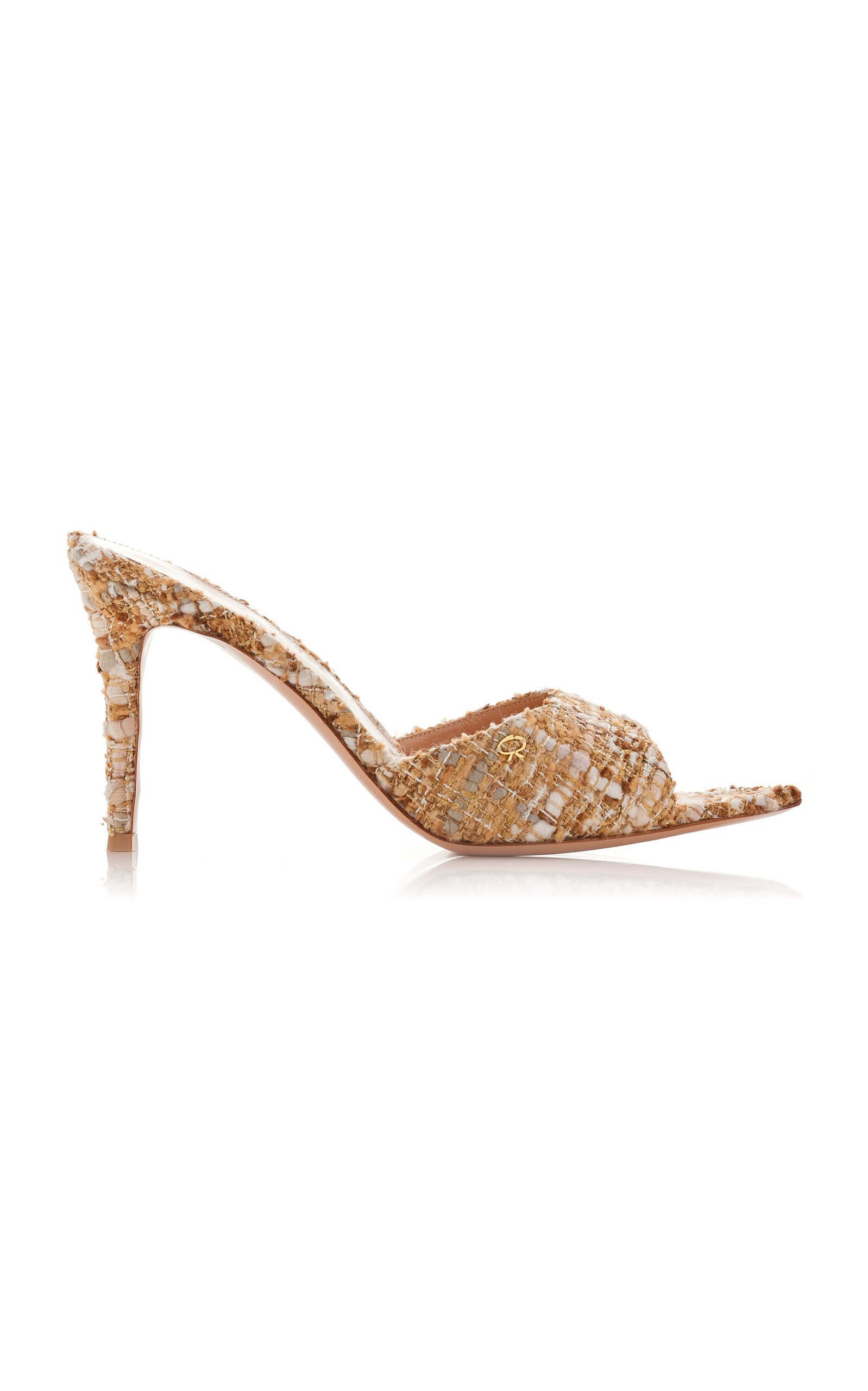 Shop Gianvito Rossi Bouclé Mules In Neutral