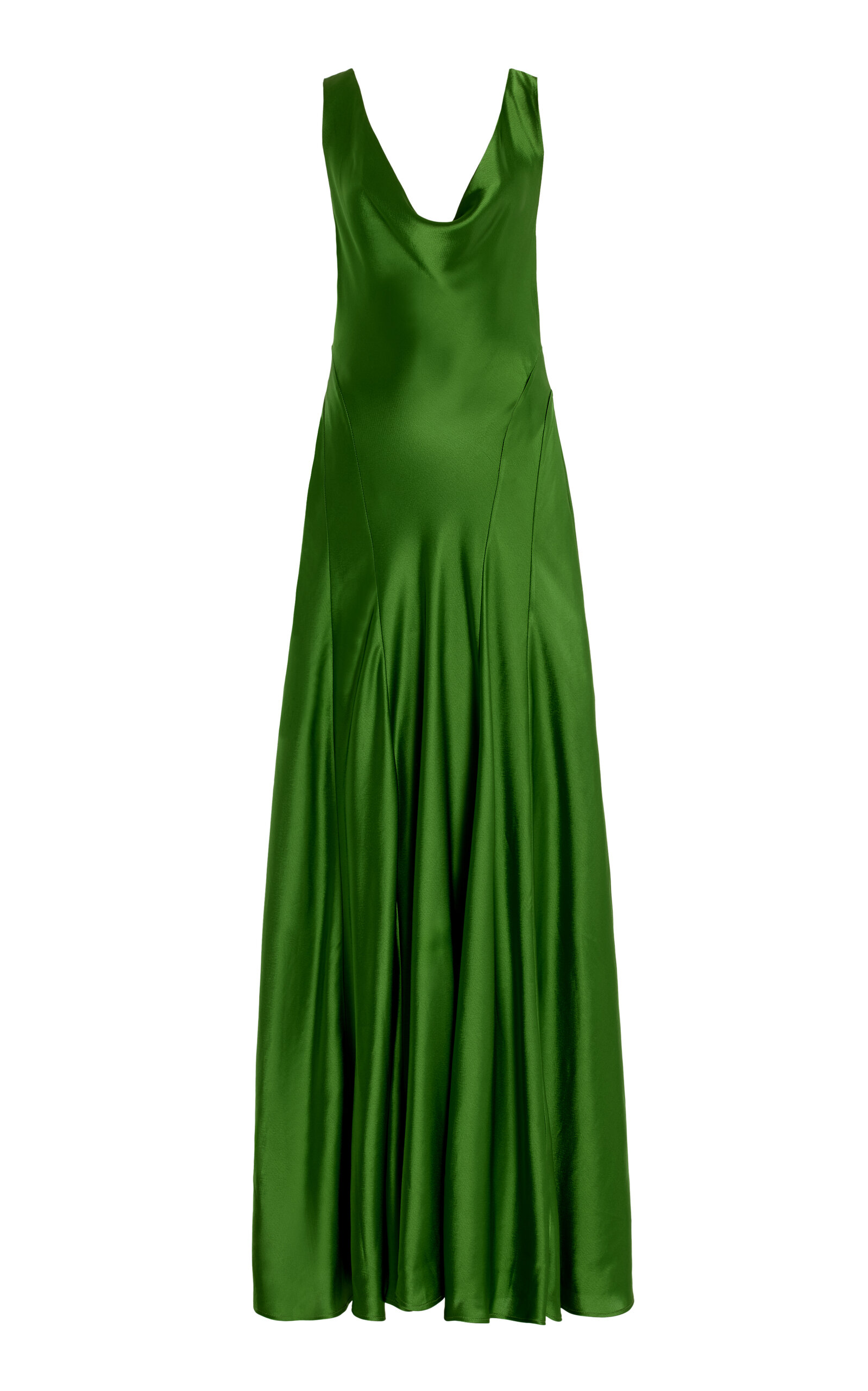 Shop Anna Quan Keira Draped Satin Maxi Dress In Green