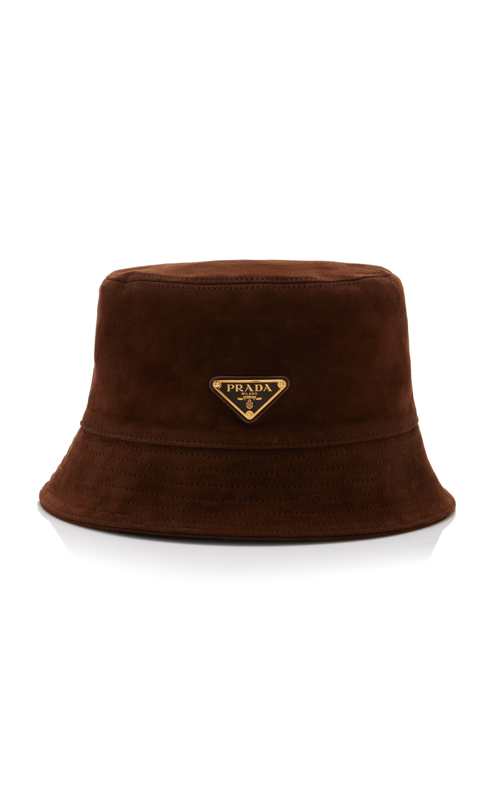 Shop Prada Suede Bucket Hat In Brown