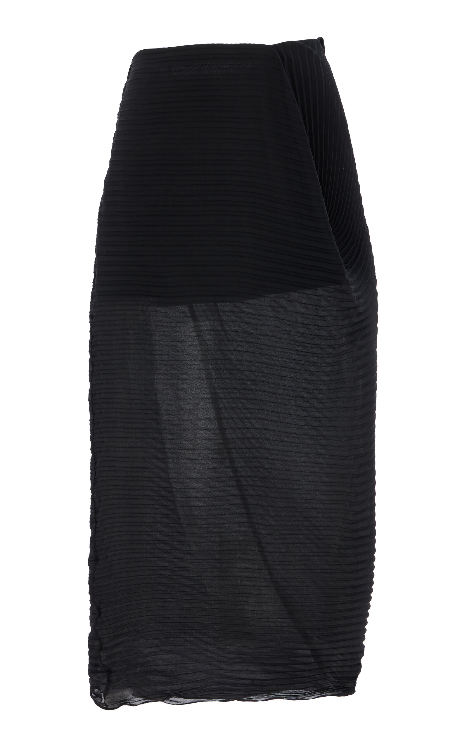 Shop The Row Yuki Asymmetric Plissé Georgette Midi Skirt In Black