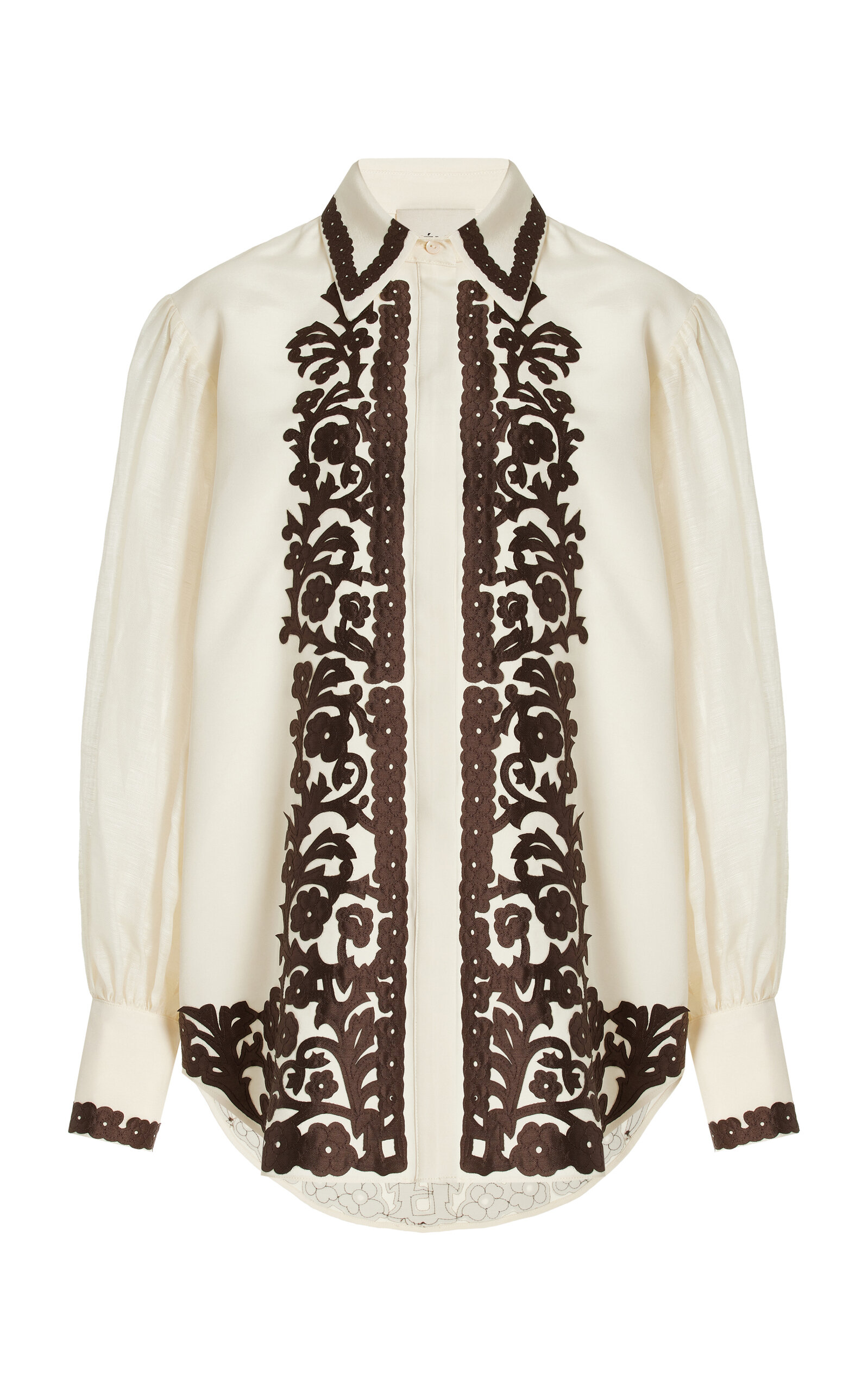 Alemais Lucy Embroidered Crepe Shirt In Neutral