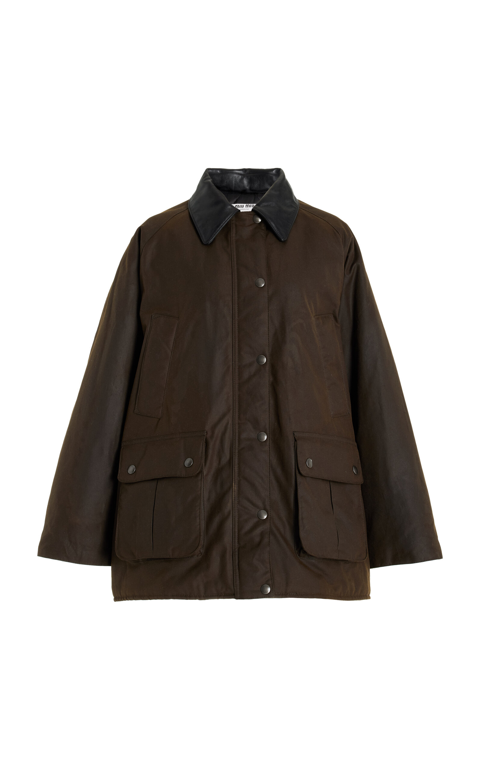 Shop Miu Miu Padded Waxed Cotton Jacket In Brown