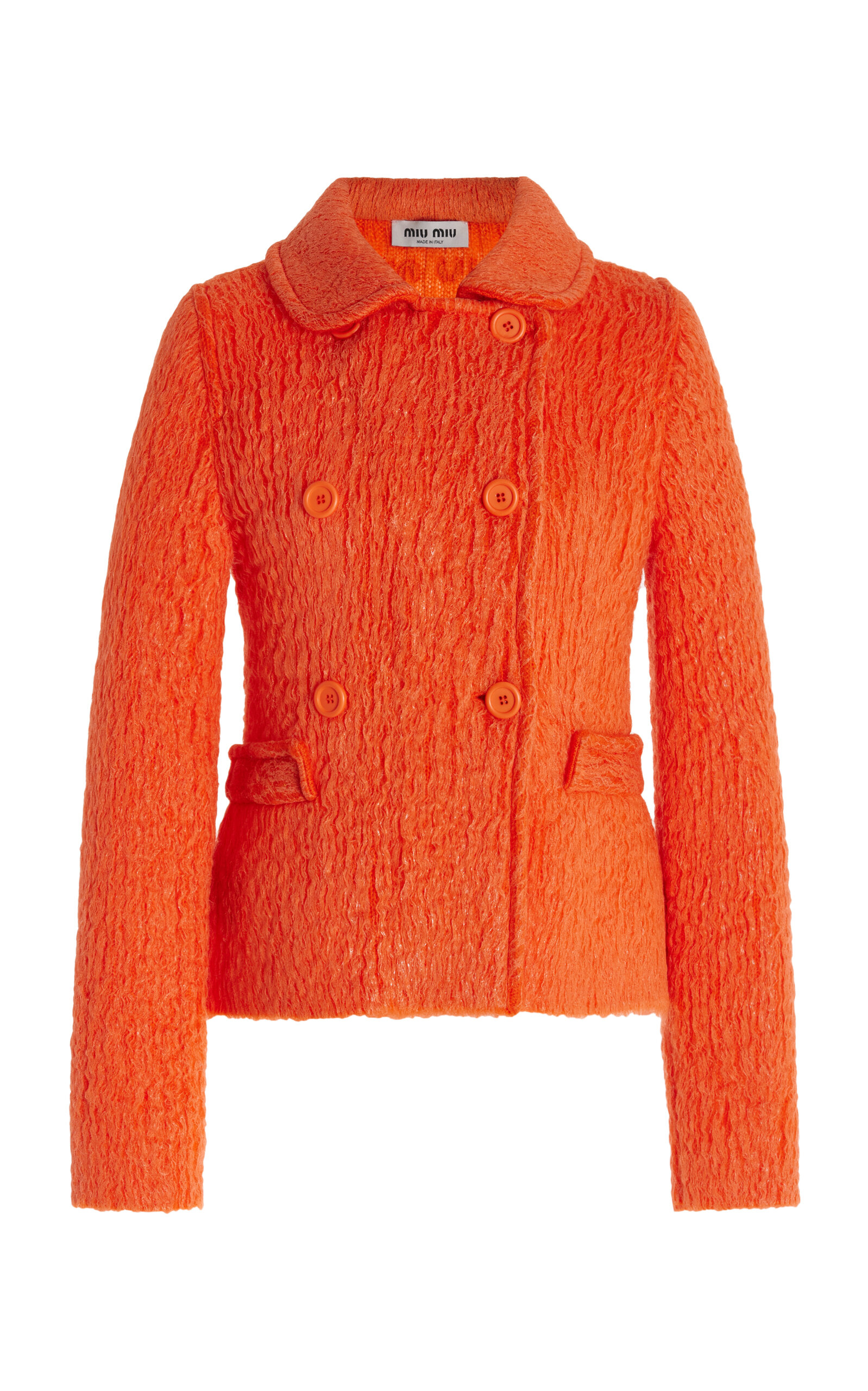 Shop Miu Miu Tailored Mohair-wool Jacket In Orange