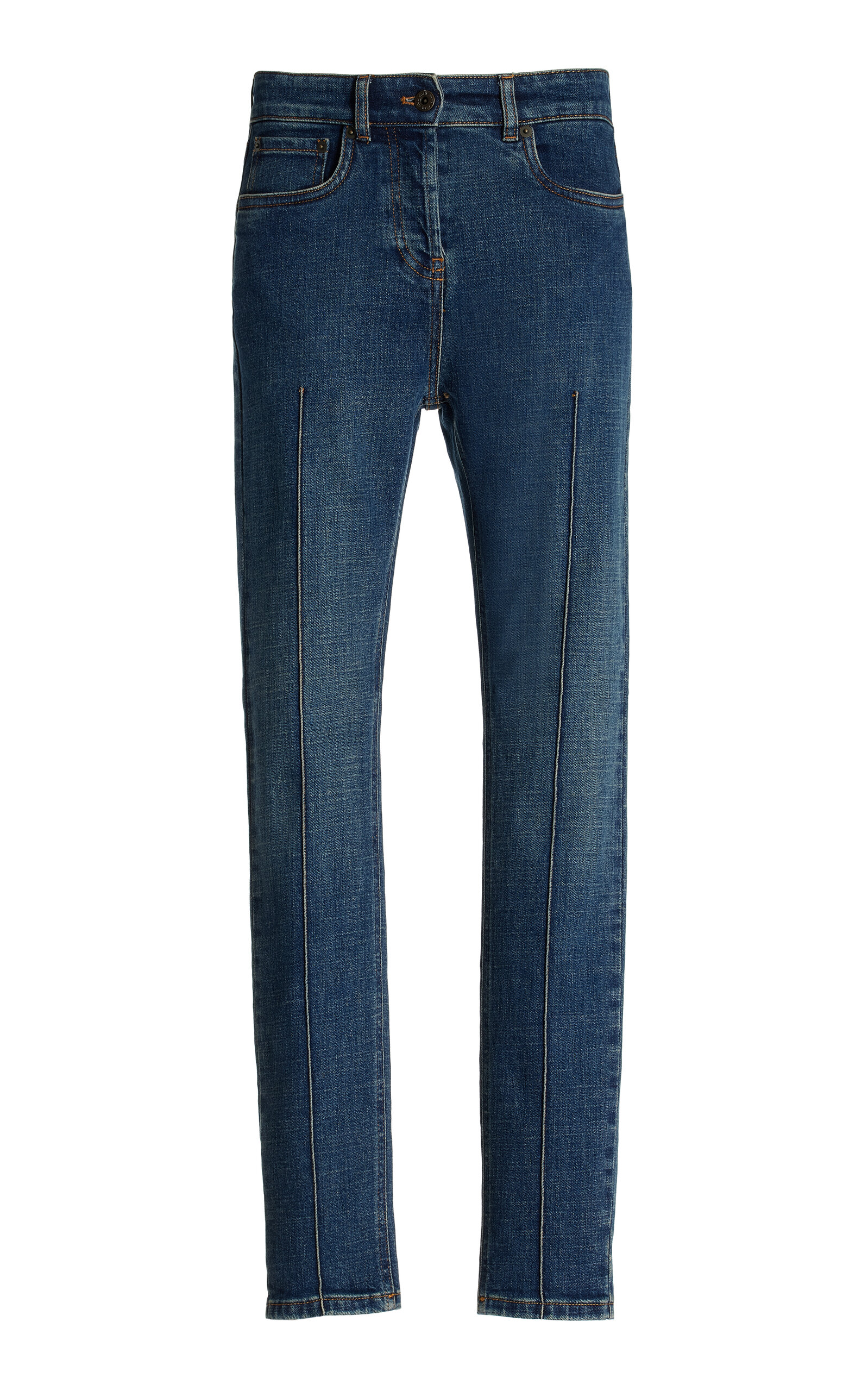 Shop Miu Miu Stretch Low-rise Skinny Jeans In Medium Wash