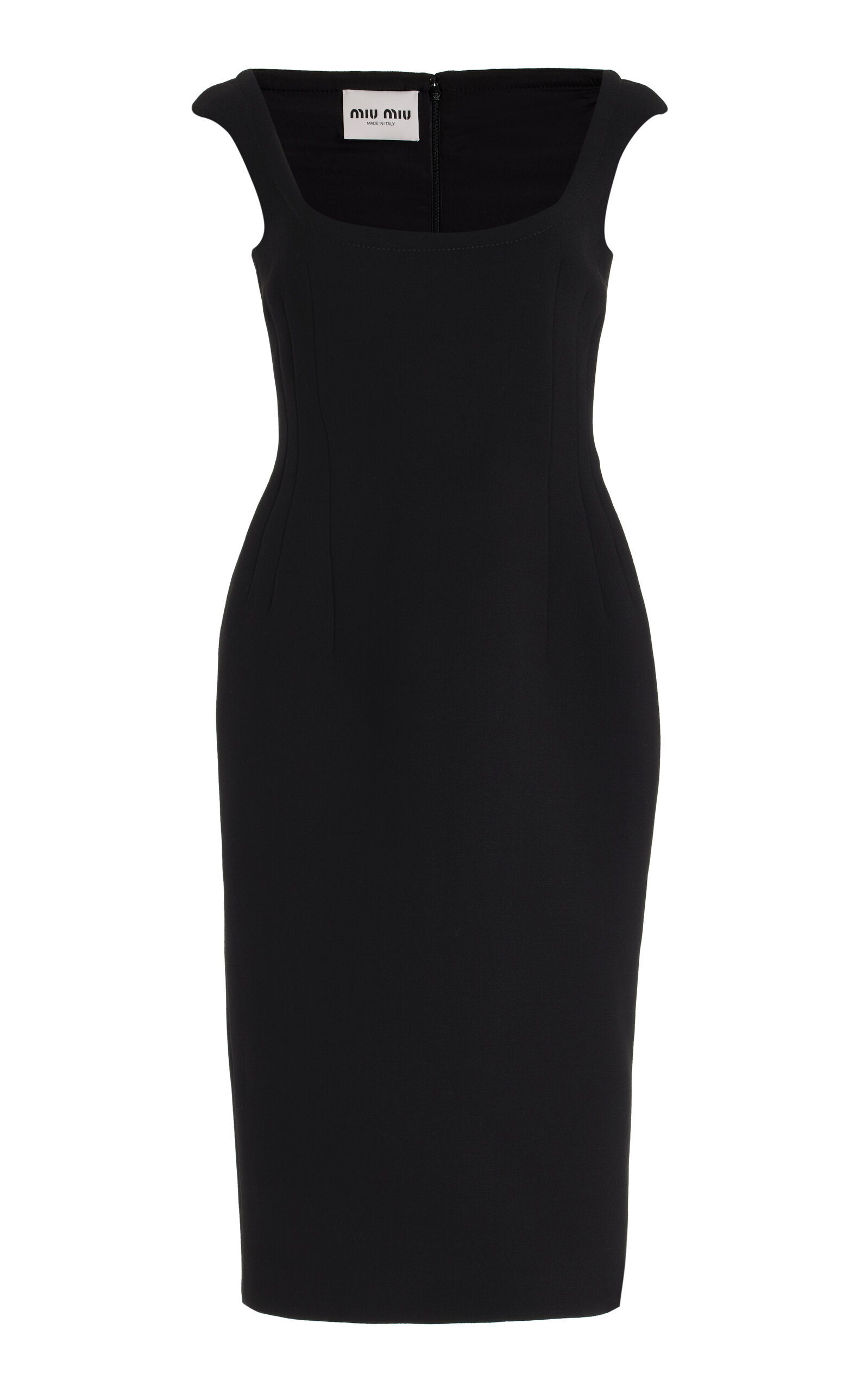 Shop Miu Miu Sculpted Cashmere Midi Dress In Black