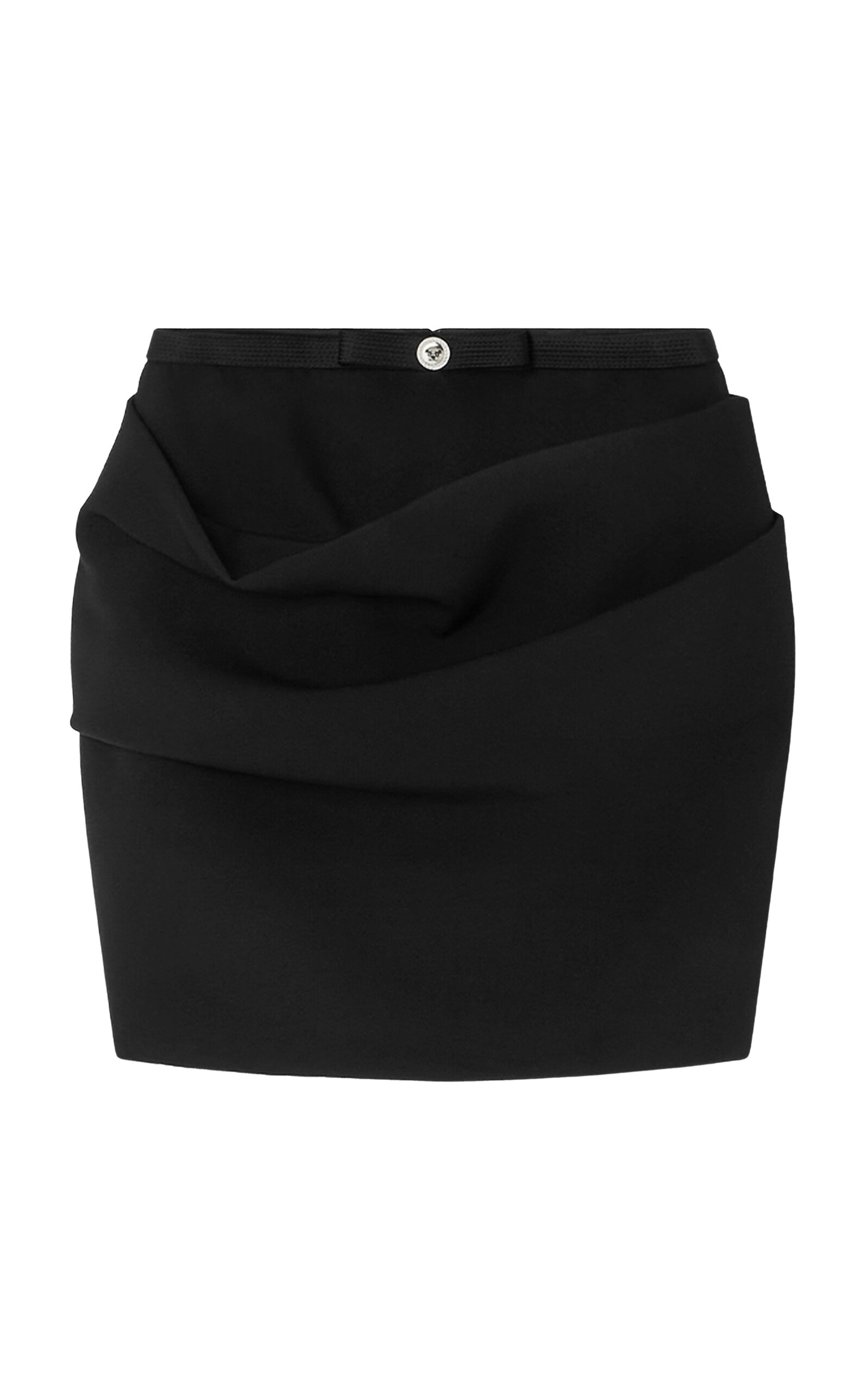 Shop Versace Wool Mini Skirt In Black