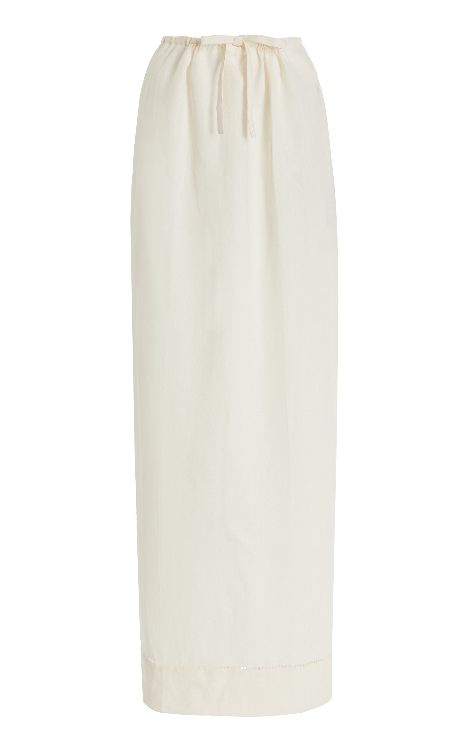 Shop Prada Linen Maxi Skirt In White