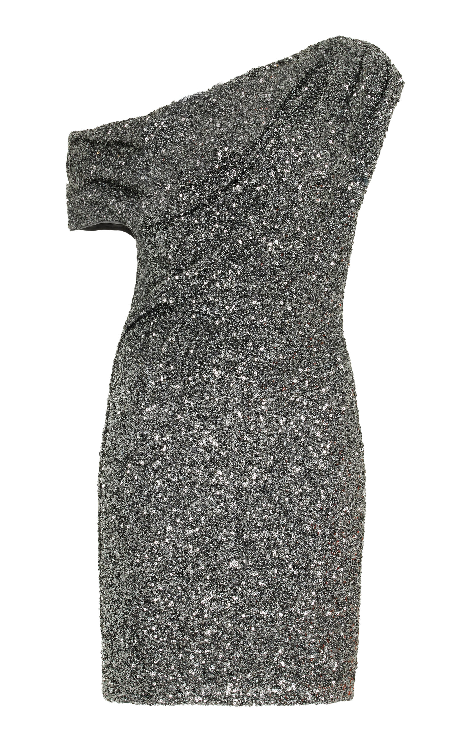 Shop Significant Other Beau Off-the-shoulder Sequined Mini Dress In Grey