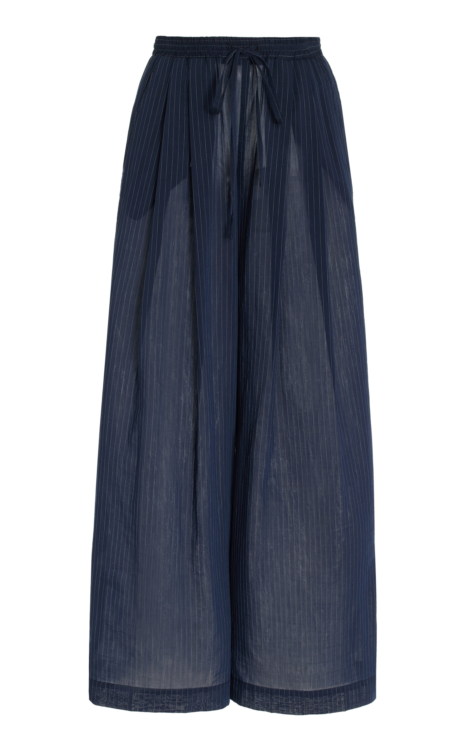 Didi Drawstring Pleated Cotton Wide-Leg Pants