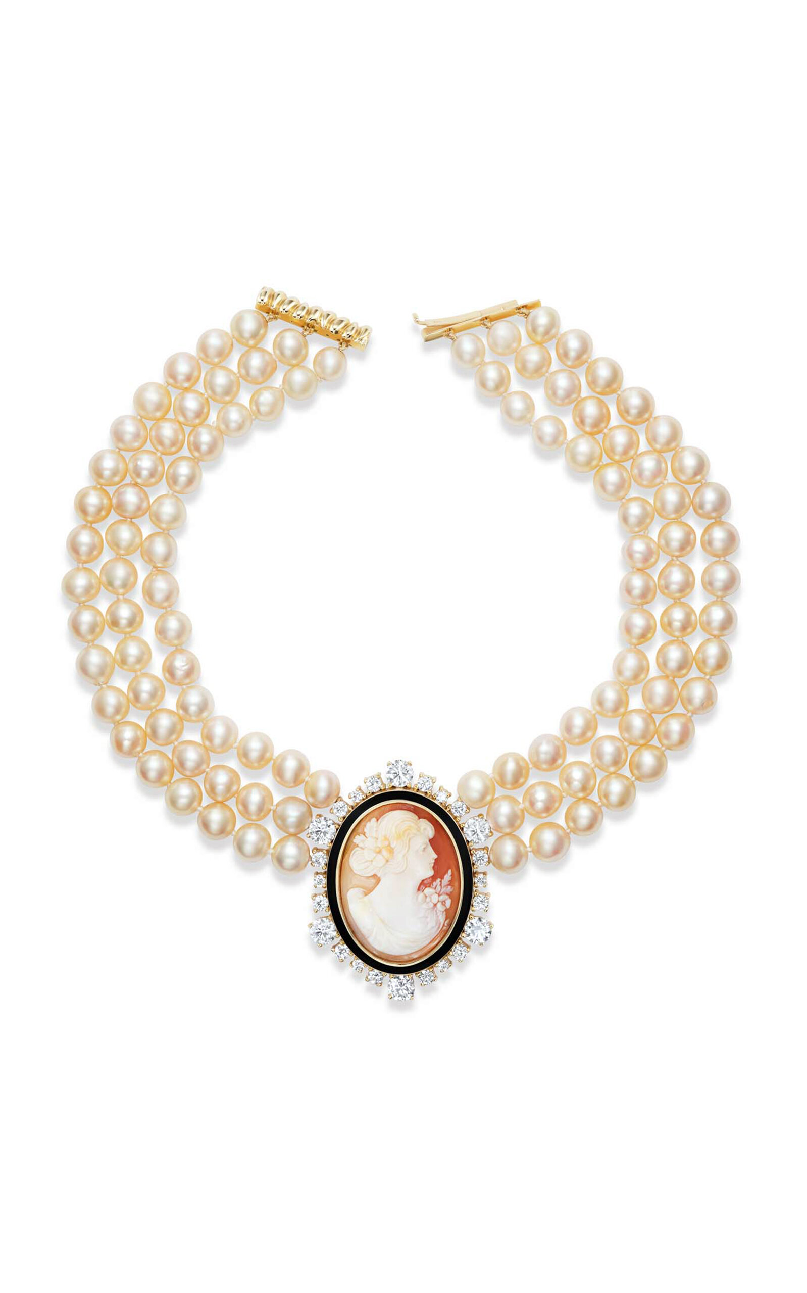 Cleo 14K Yellow Gold Pearl Cameo Necklace