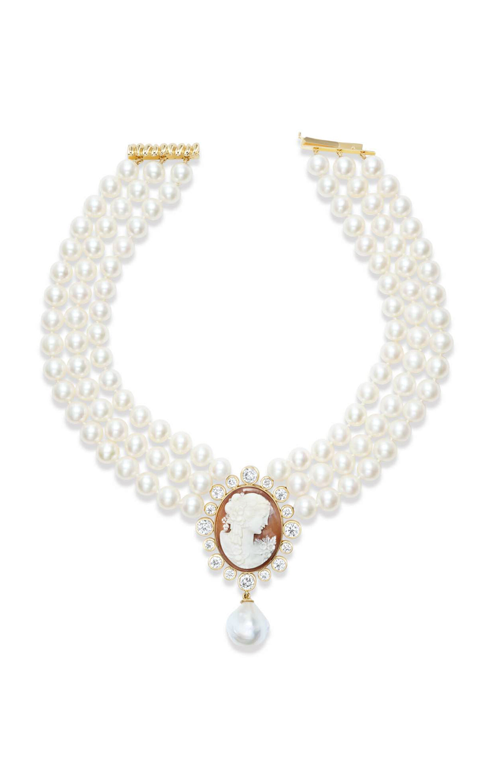 The Artemis 14K Yellow Gold Pearl Cameo Necklace