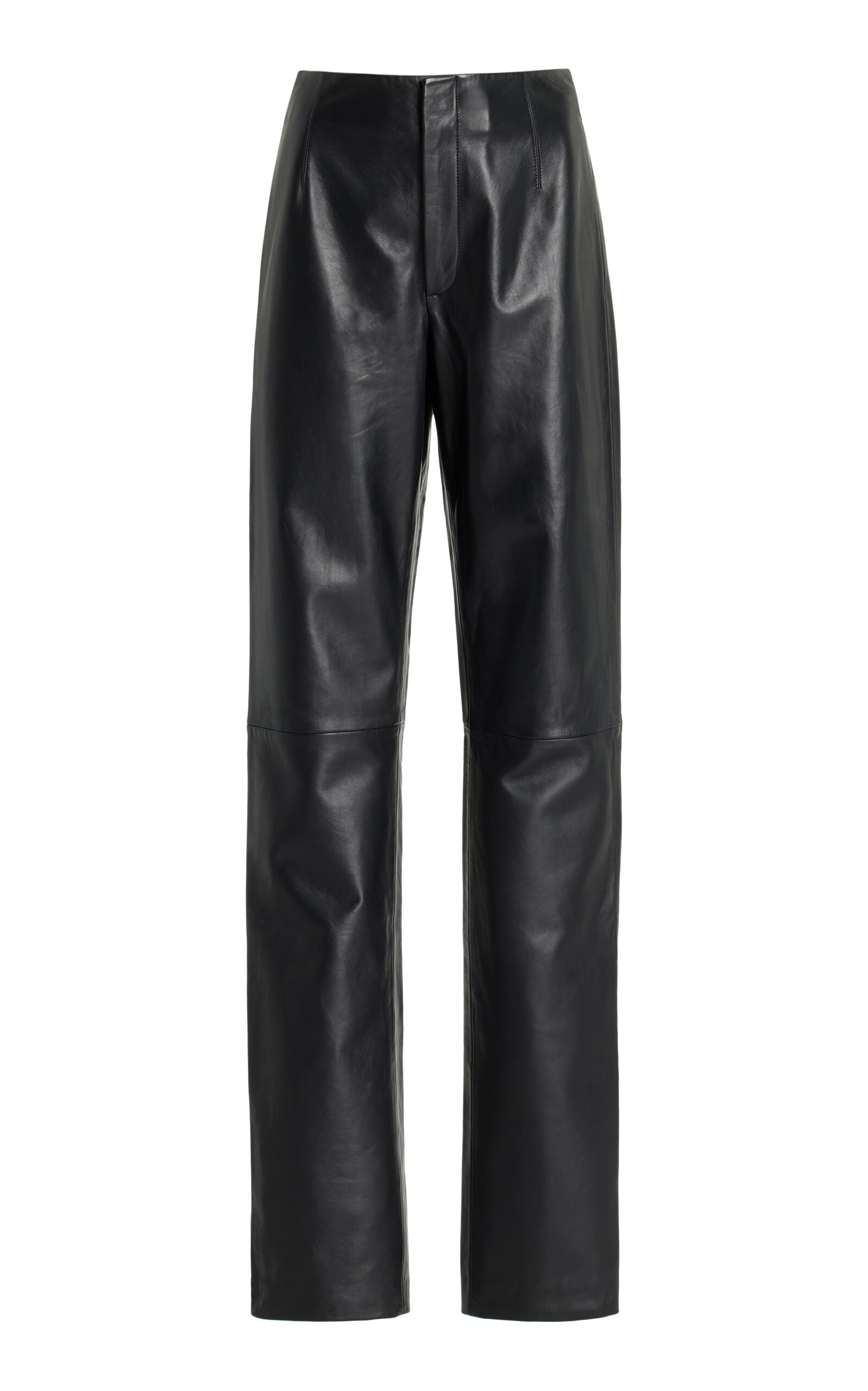 Shop The Frankie Shop Ziggys Leather Straight-leg Pants In Black