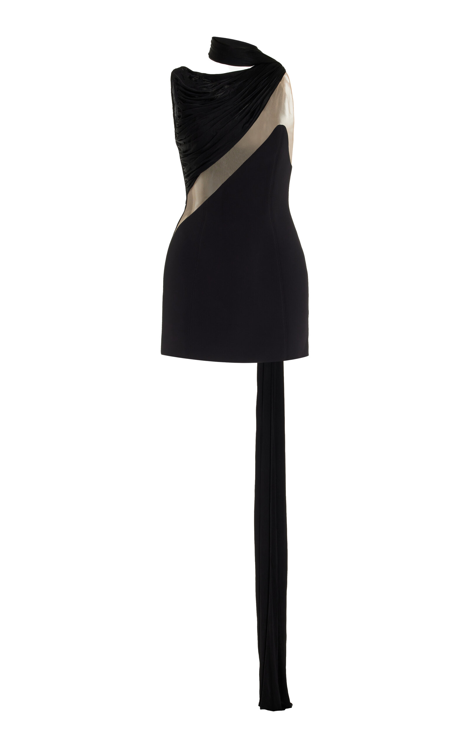 Tulle-Paneled Neoprene Mini Dress