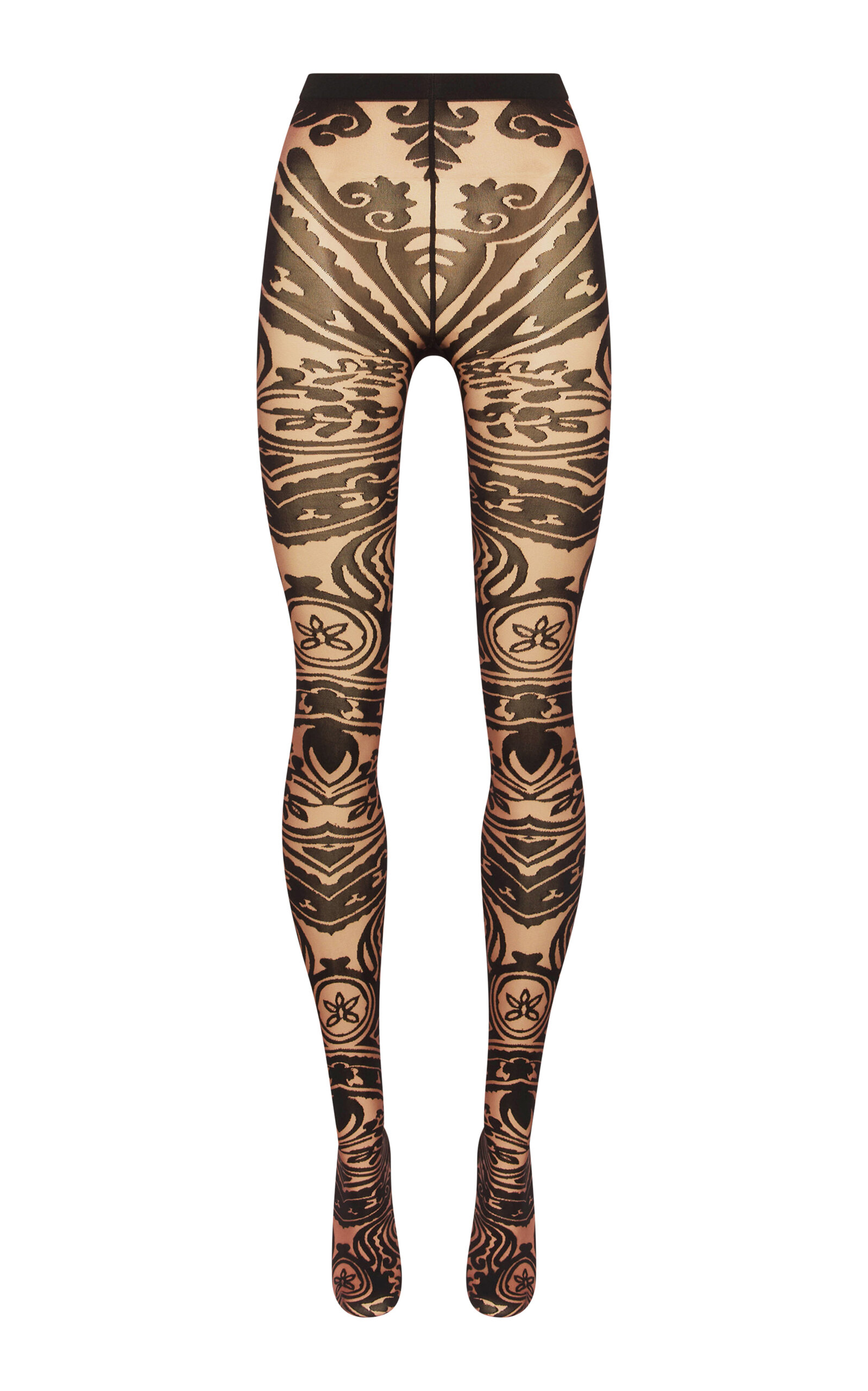 Shop Wolford X Etro 20 High-contrast Printed Tights In Black