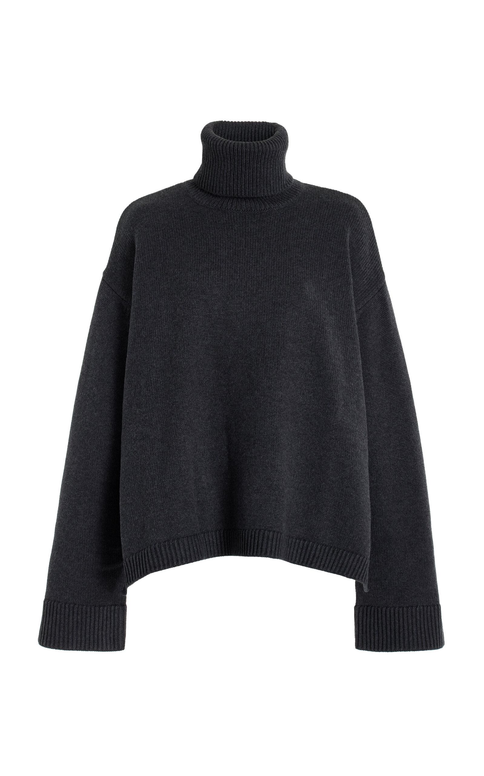 Shop The Frankie Shop Rhea Oversized Wool-cotton Turtleneck Sweater In Black