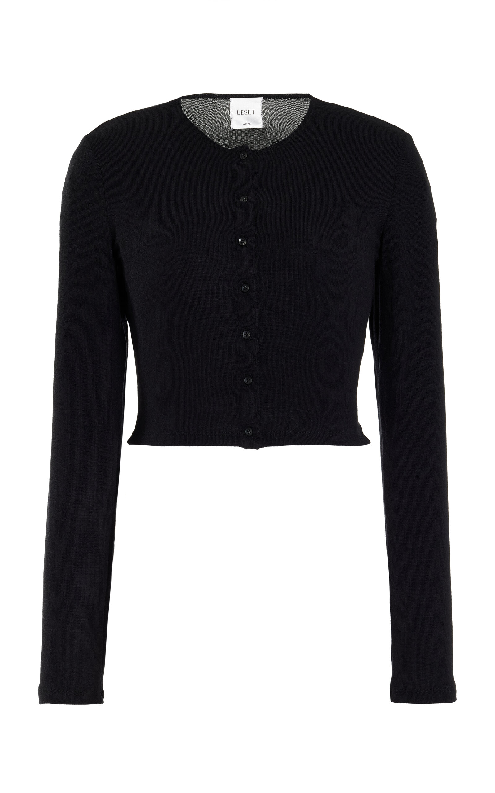 Shop Leset Lauren Ii Cropped Jersey Cardigan In Black