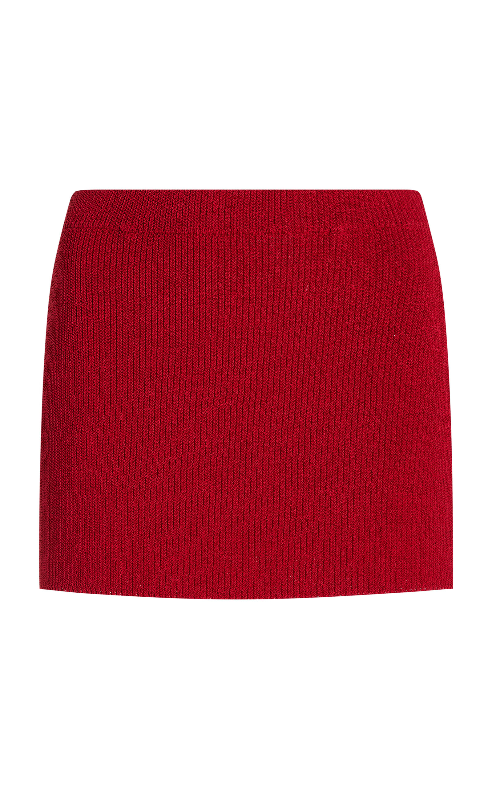 Shop Aya Muse Exclusive Knit Cotton-blend Mini Skirt In Red