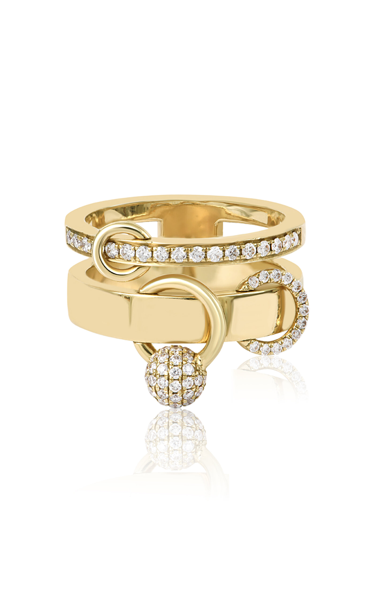 14k Yellow Gold Double Piercing Ring