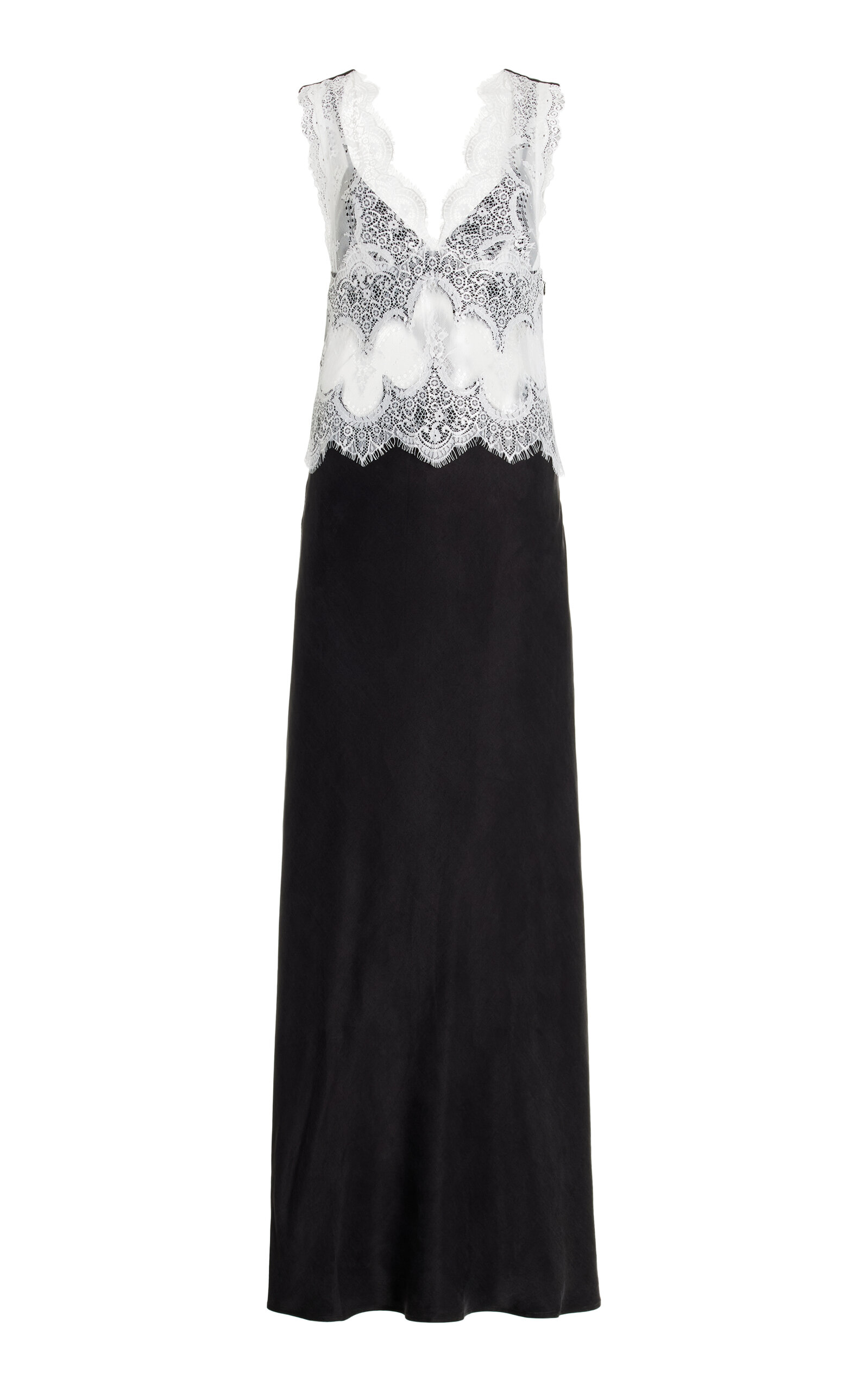 Shop Third Form Exclusive Visions Lace-trimmed Satin Maxi Dress In Black