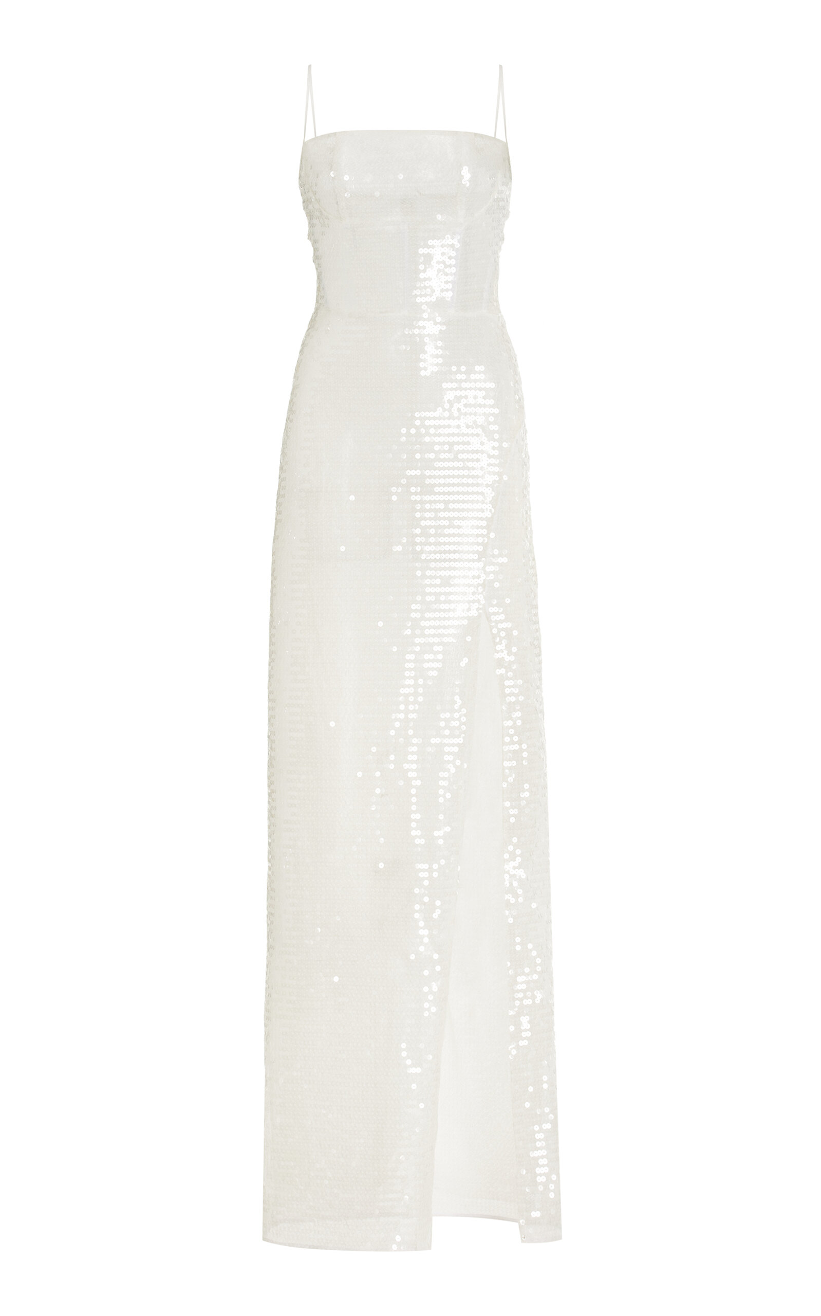 Shop Nensi Dojaka Kendall Sequined Maxi Dress In White