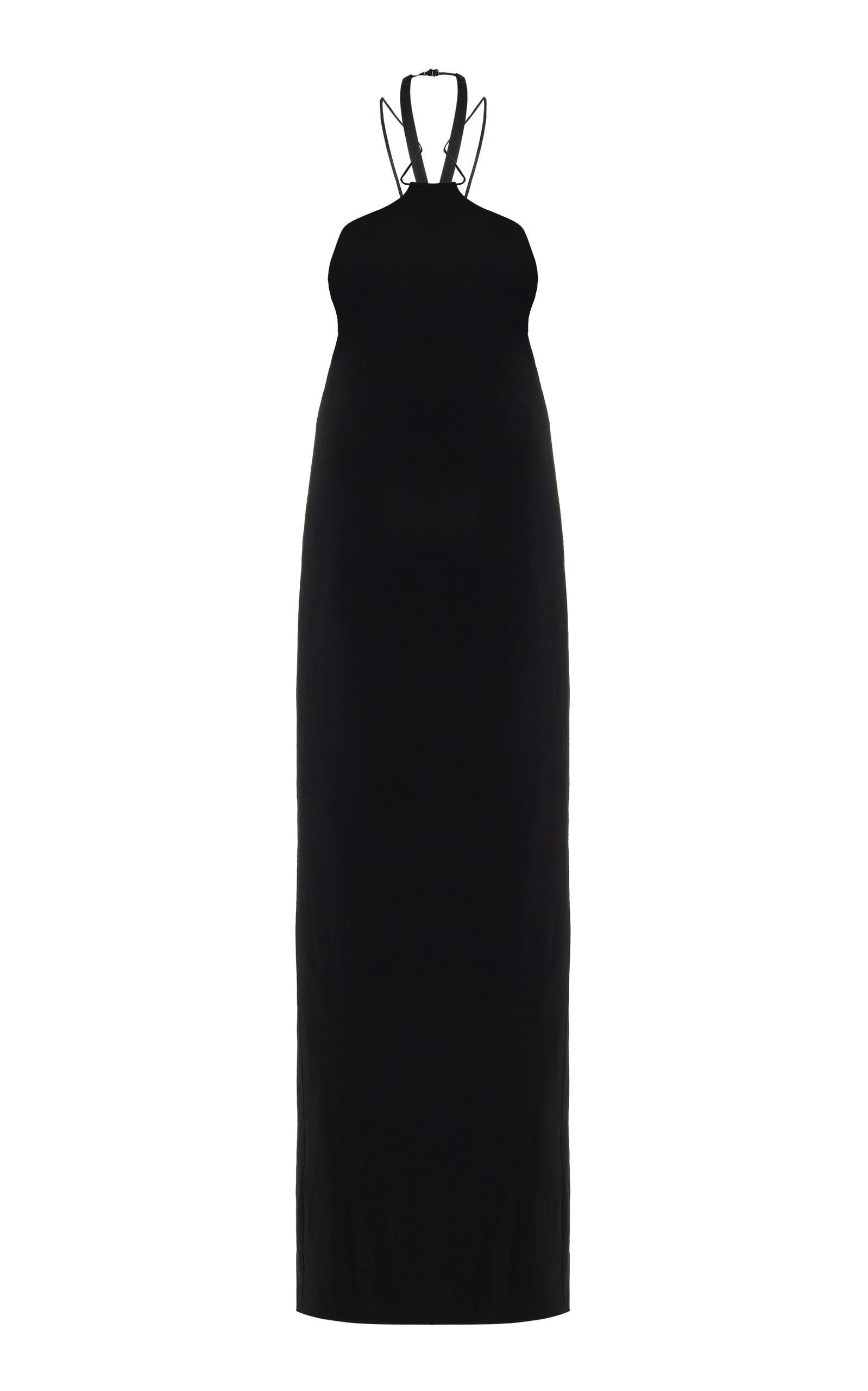 Shop Nensi Dojaka Crepe Halter Maxi Dress In Black