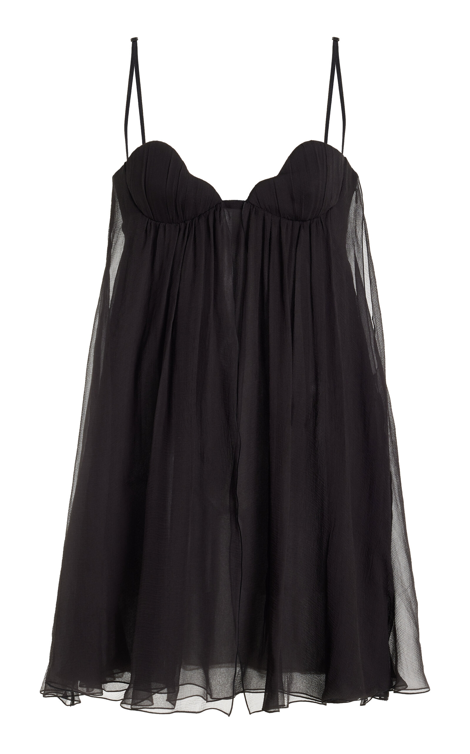 Shop Nensi Dojaka Heartbeat Layered Silk Mini Dress In Black