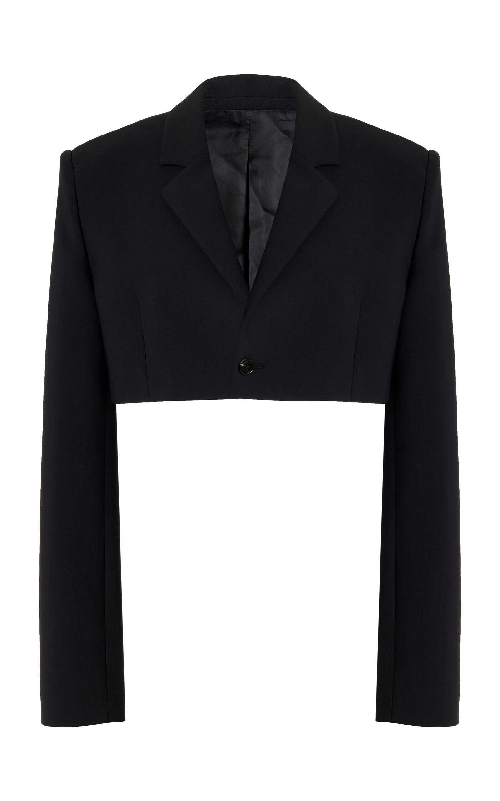 Shop Nensi Dojaka Cropped Wool-blend Blazer In Black