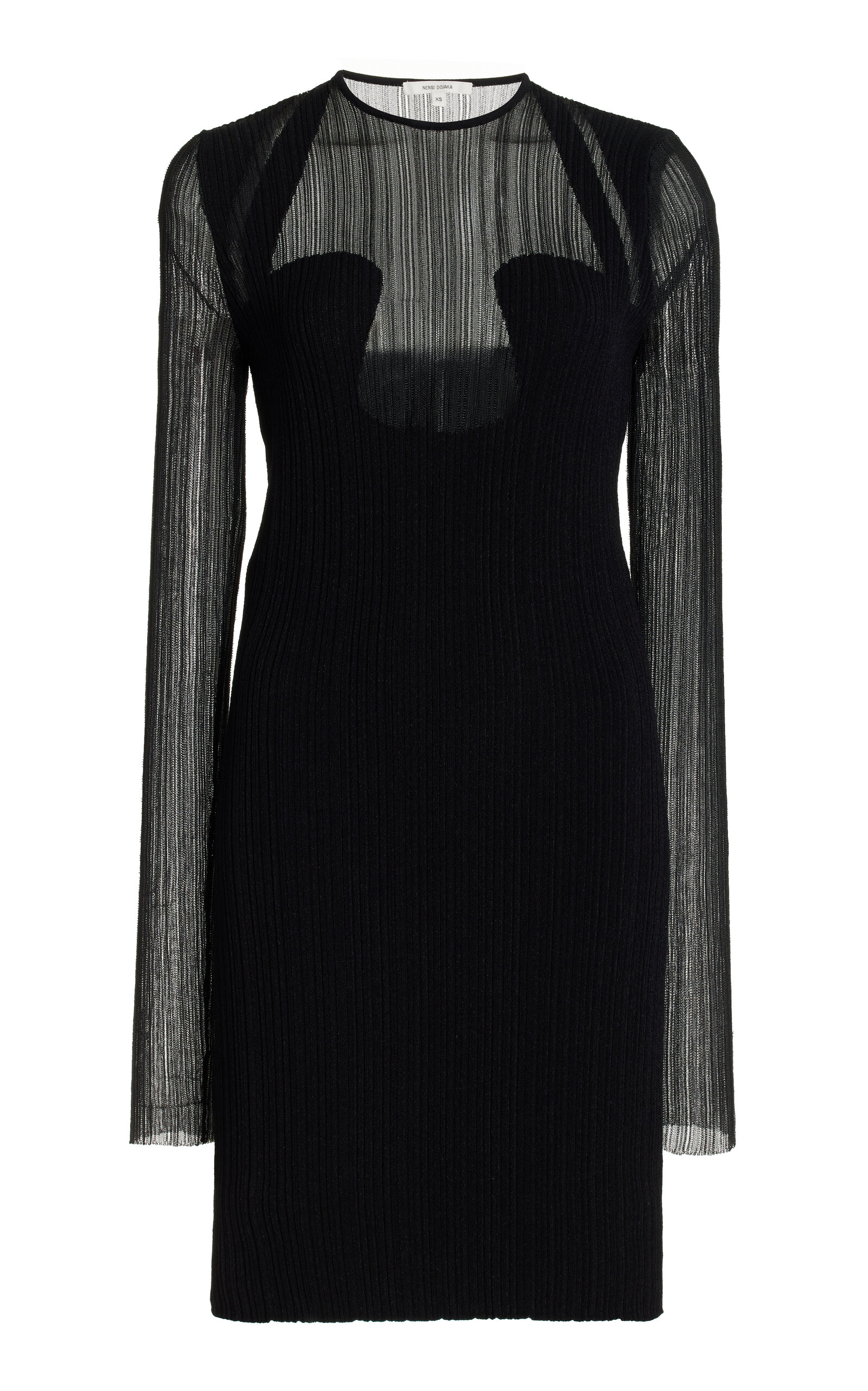 Shop Nensi Dojaka Knit-plisse Mini Dress In Black
