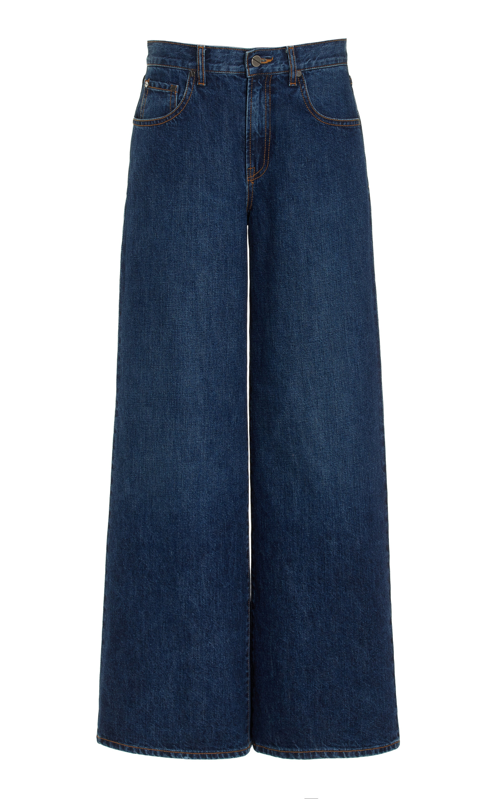 Shop Twp Tiny Dancer Rigid Mid-rise Wide-leg Jeans In Blue