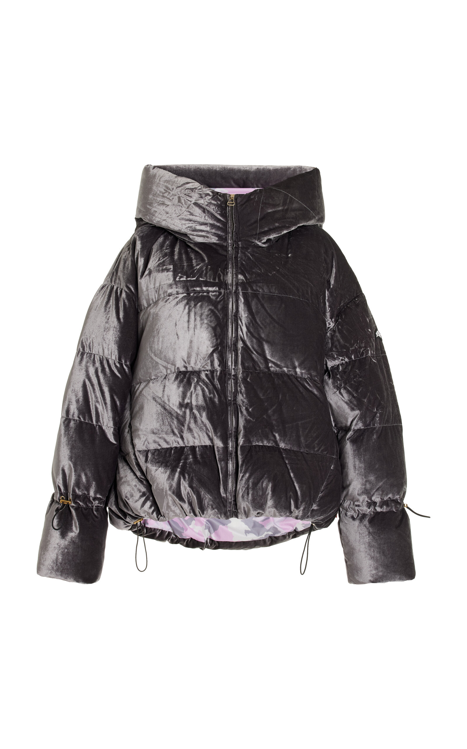 Jetset Margot Padded Velvet Ski Jacket In Silver