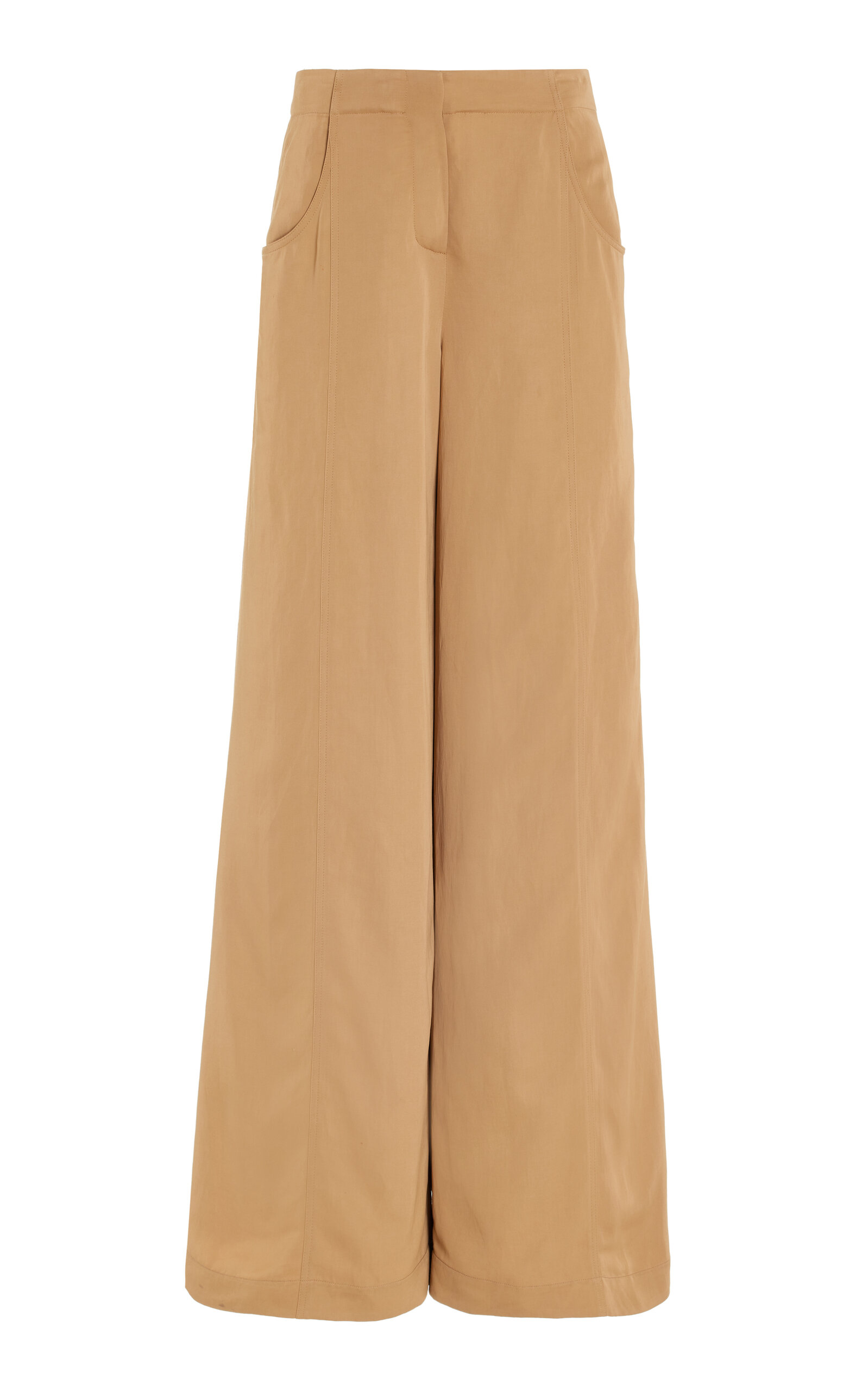 Shop Twp Demie High-rise Flared Pants In Tan