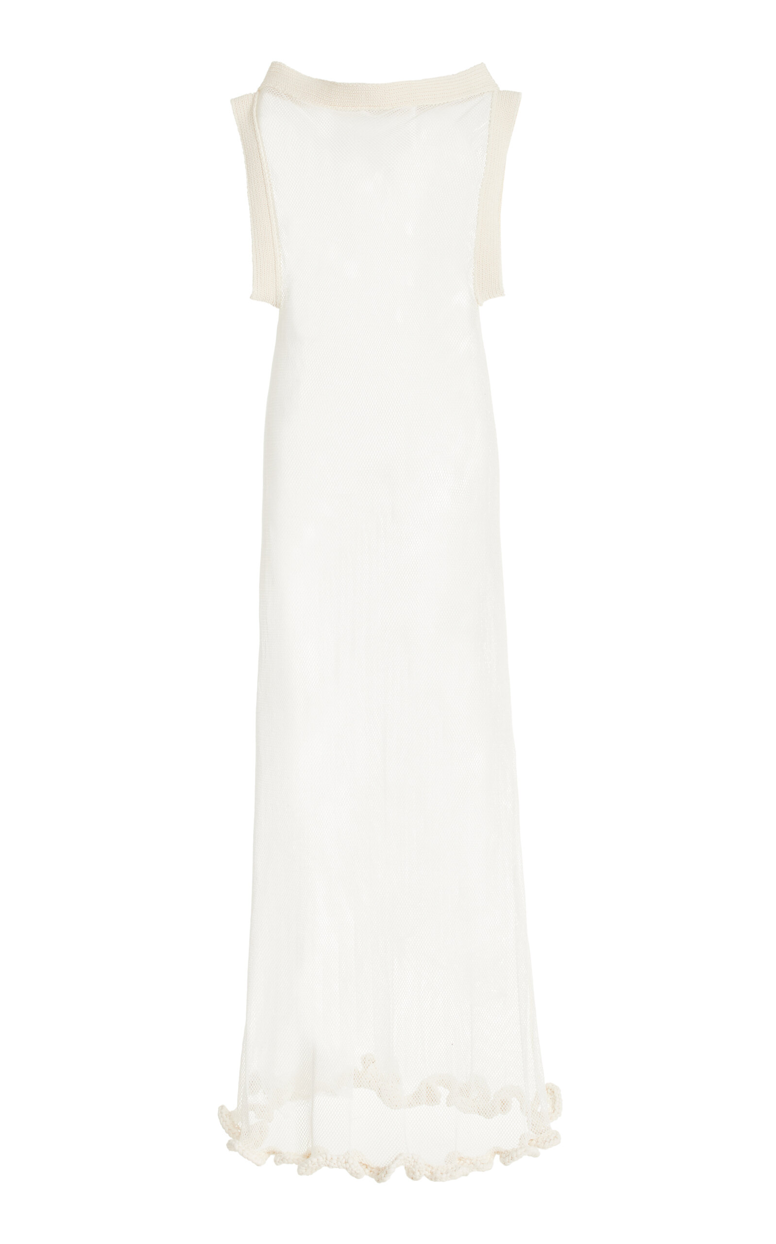 Aisling Camps Wave Mesh-detailed Cotton-blend Dress In White