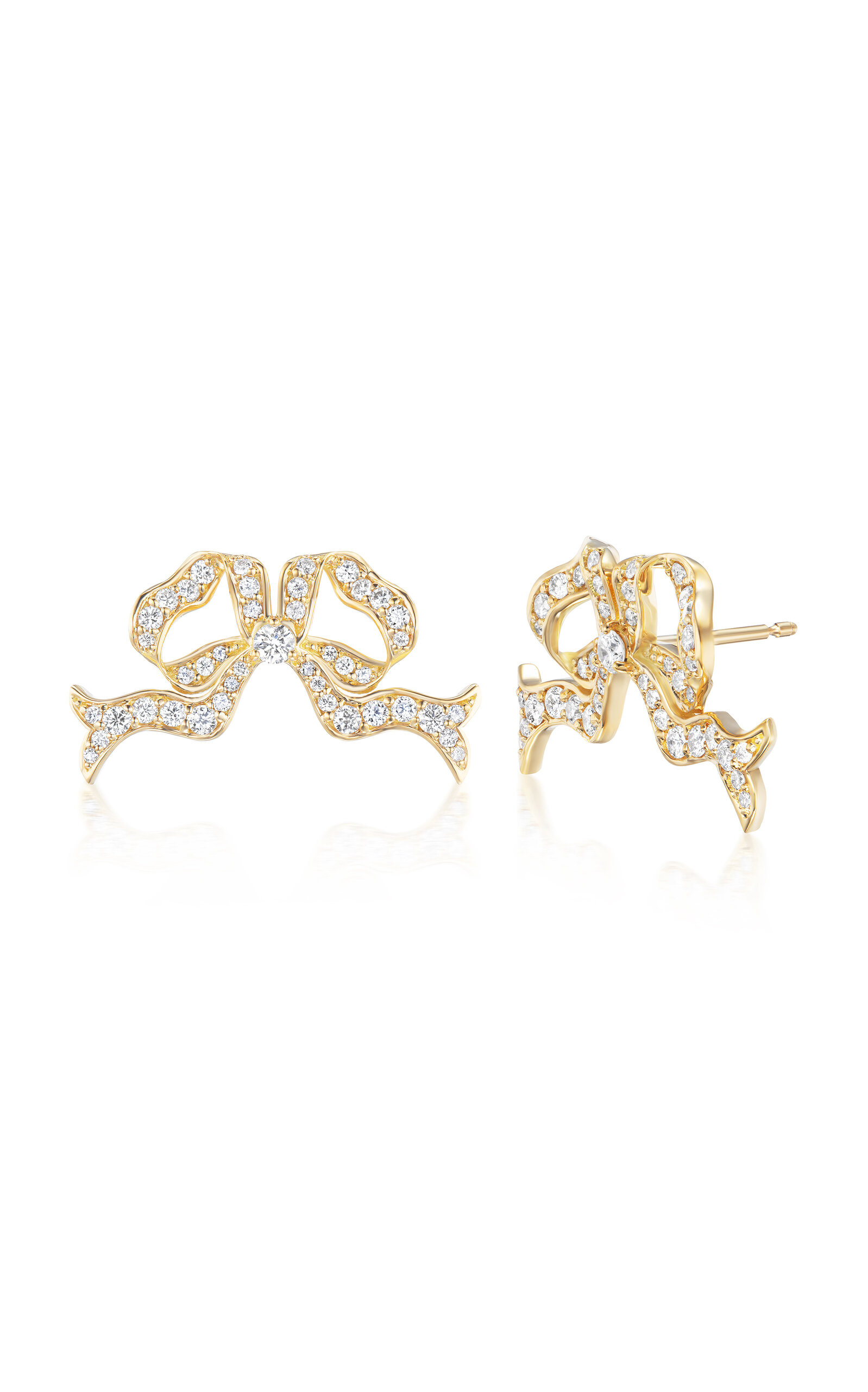 18K Yellow Gold Diamond Pavè Bow Earrings