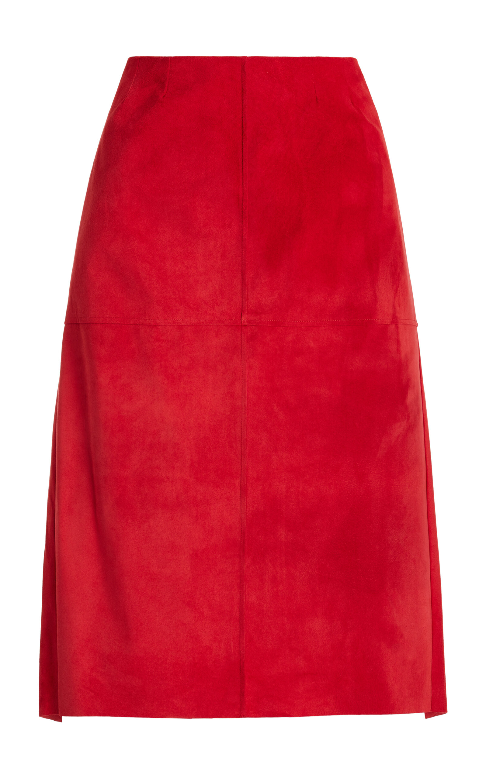 Da Low-Rise Leather Midi Skirt