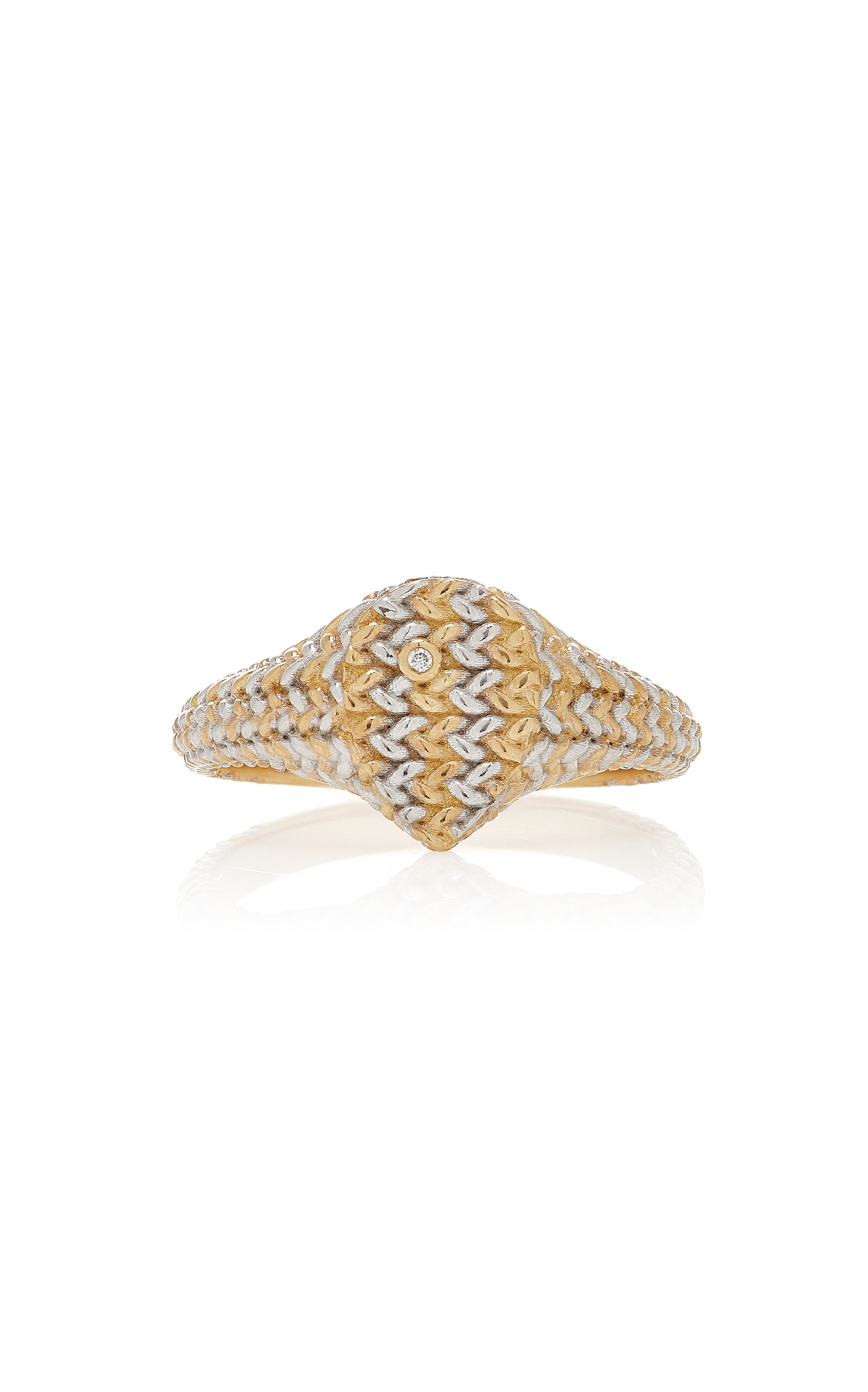 Shop Yvonne Léon Baby Natte 9k Yellow And White Gold Diamond Signet Ring