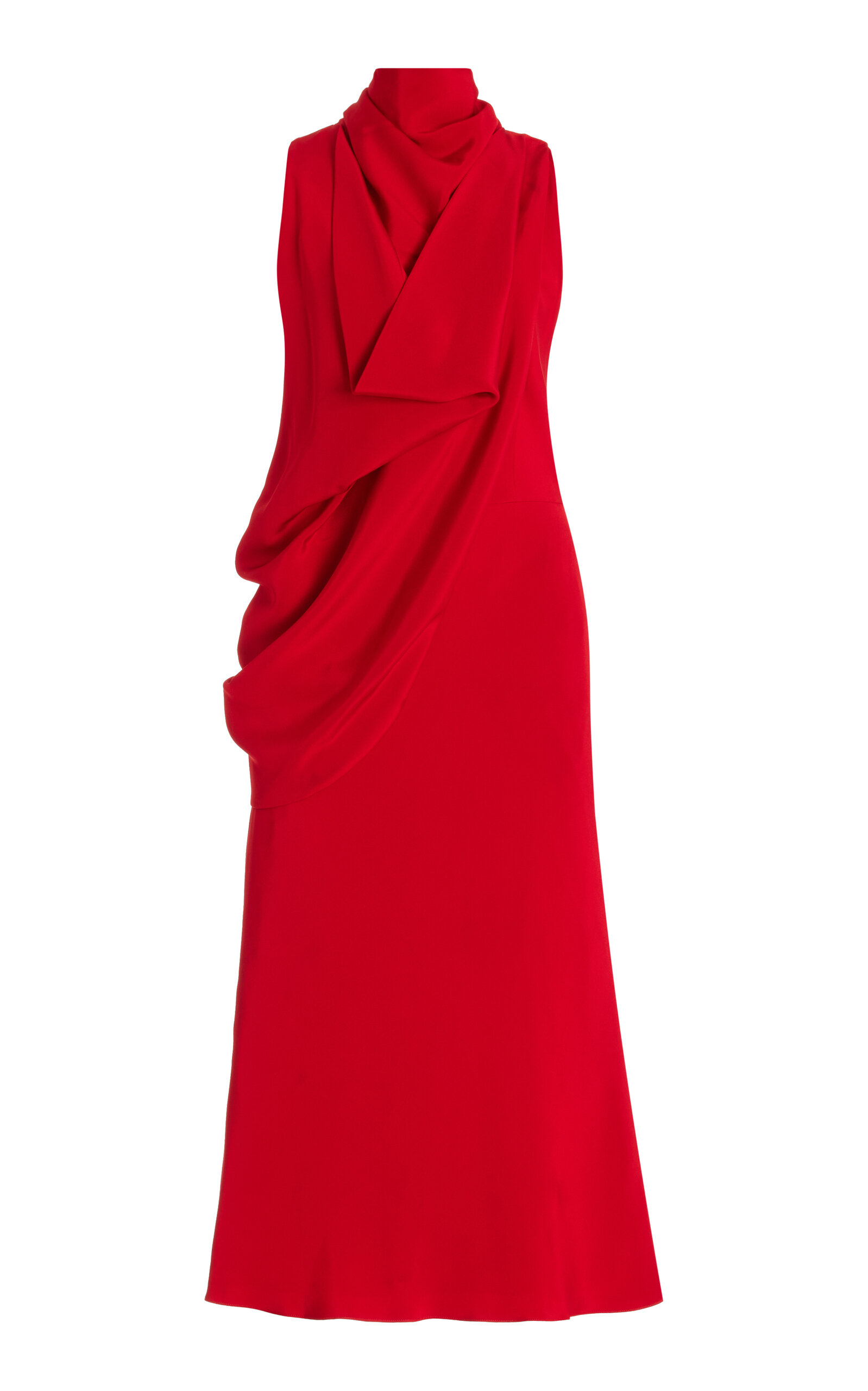 Exclusive Frida Draped Silk-Crepe Midi Dress