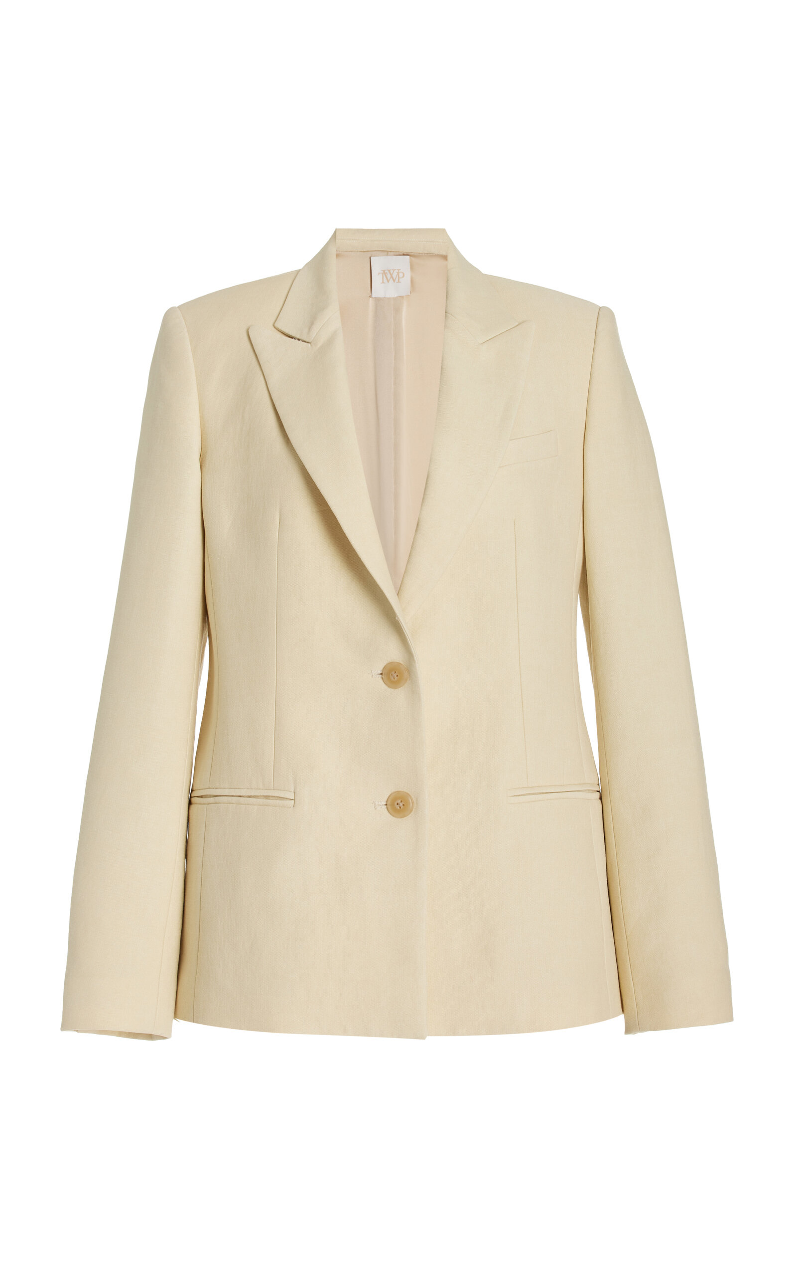 Shop Twp Husband Linen-cotton Blazer In Yellow