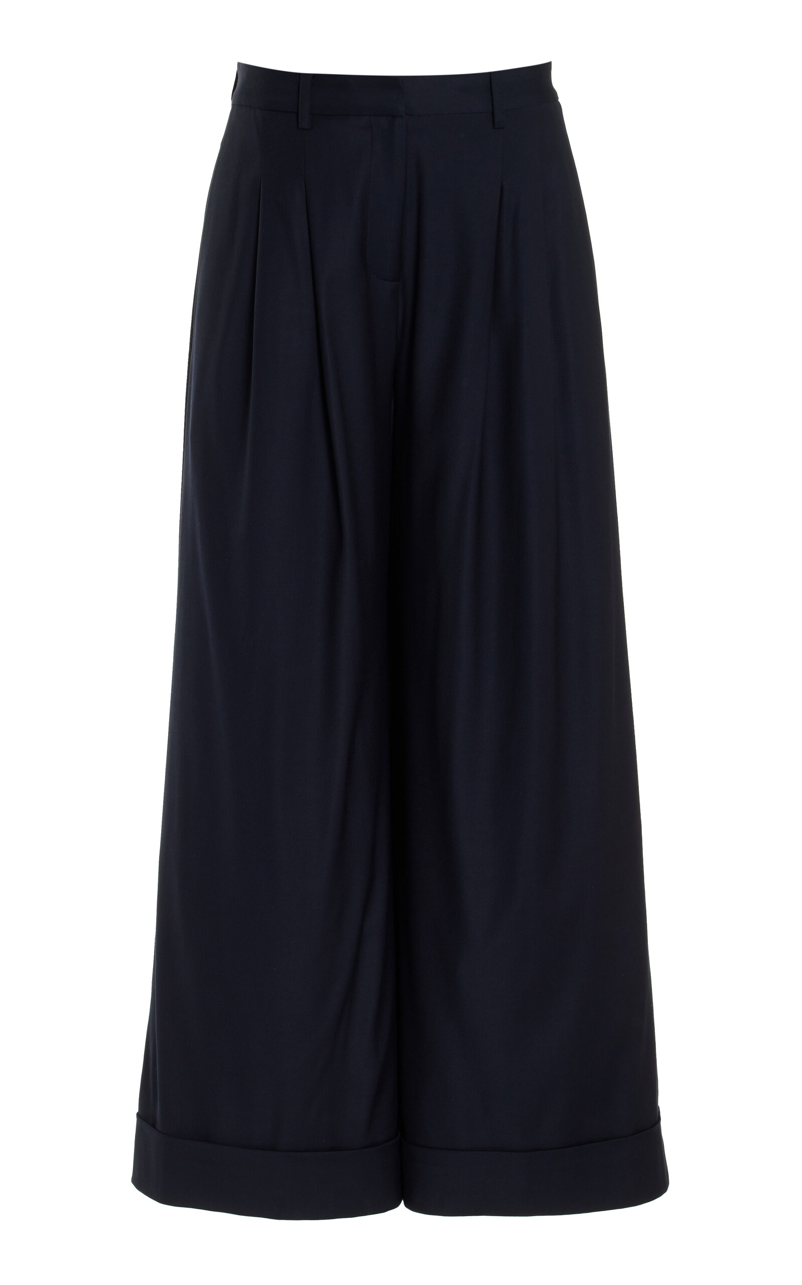 Shop Twp Averyl Wool-blend Straight-leg Trousers In Navy