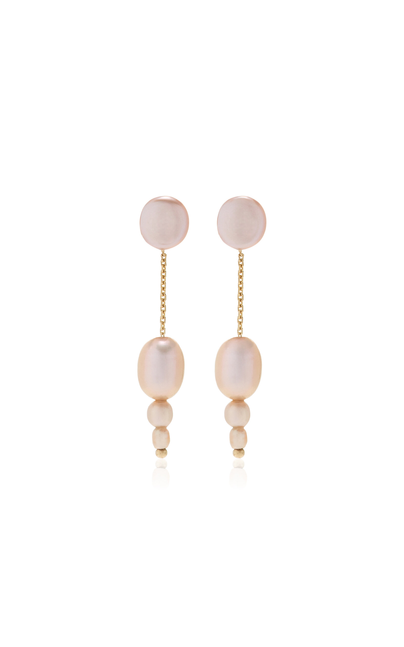 Shop White/space Petite Palazzo 14k Yellow Gold Pearl Earrings In Pink