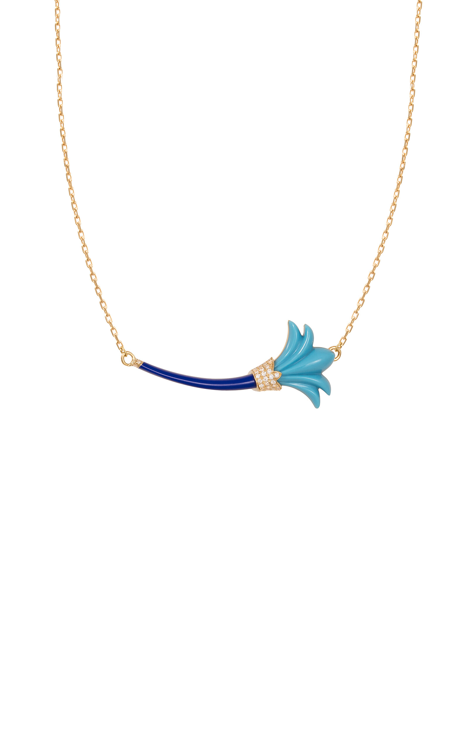 Shop L'atelier Nawbar Psychedeliah 18k Yellow Gold Multi-stone Necklace In Blue