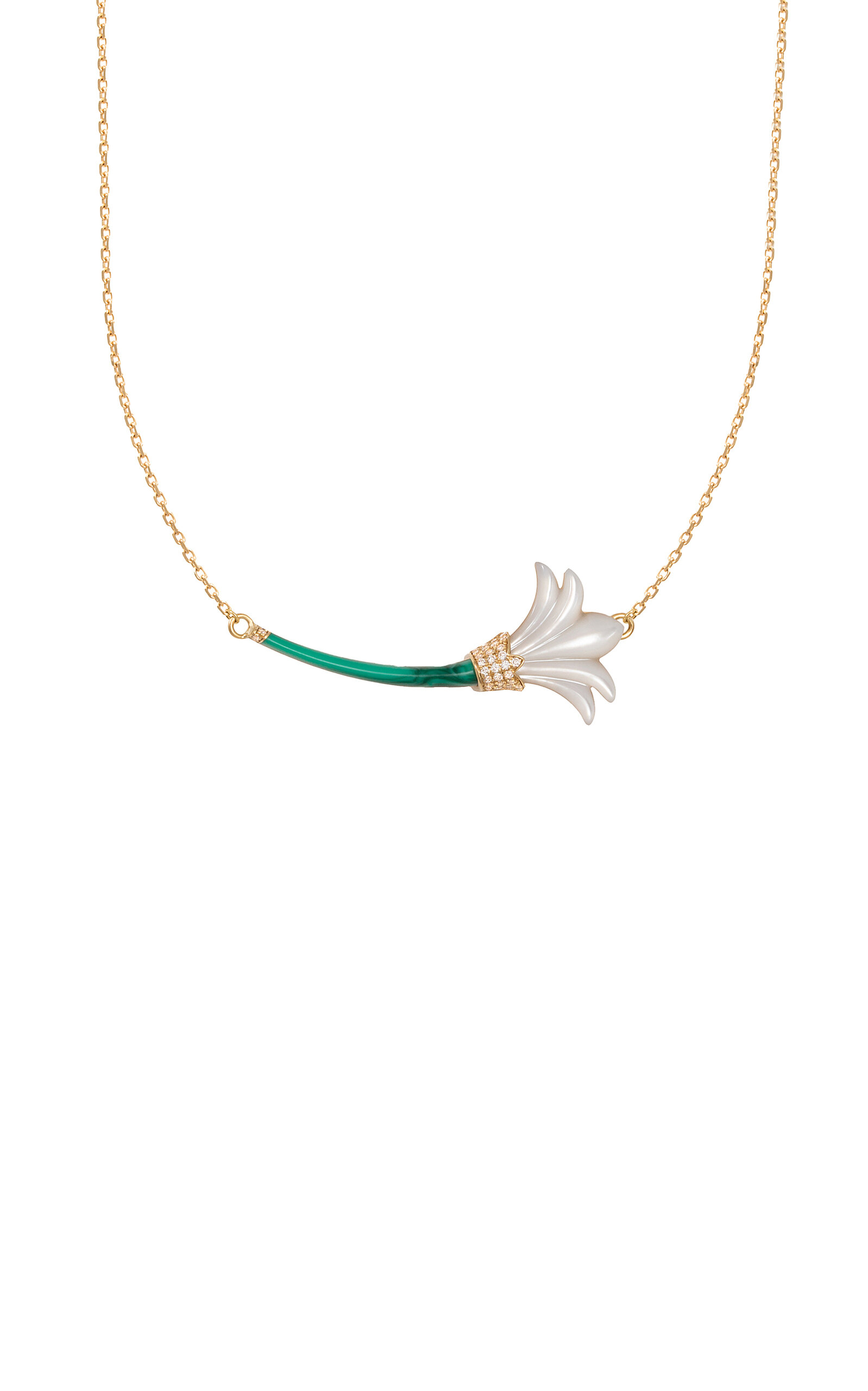 L'atelier Nawbar Psychedeliah 18k Yellow Gold Multi-stone Necklace In Green