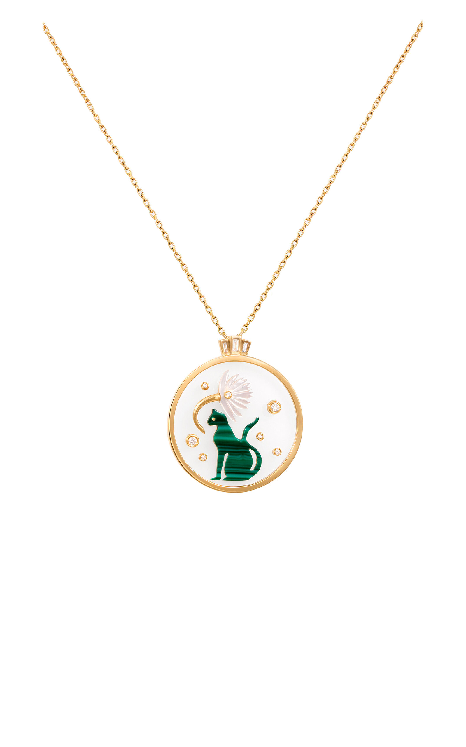 L'atelier Nawbar Al Hawa 2.0 18k Yellow Gold Multi-stone Necklace In Green