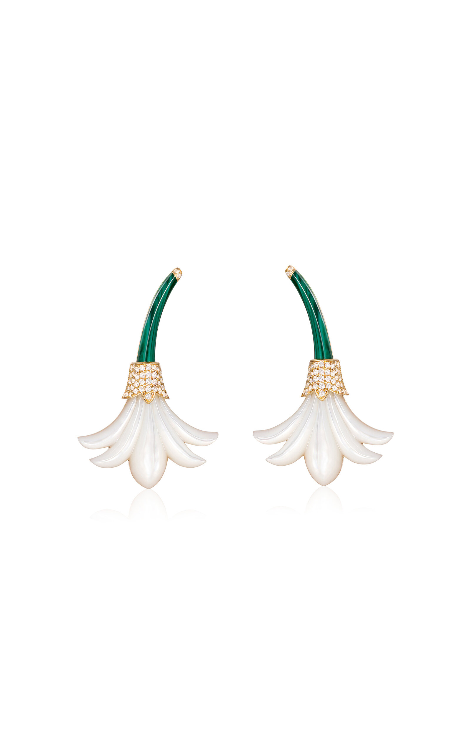 Shop L'atelier Nawbar Big Psychedeliah 18k Yellow Gold Multi-stone Earrings In Green