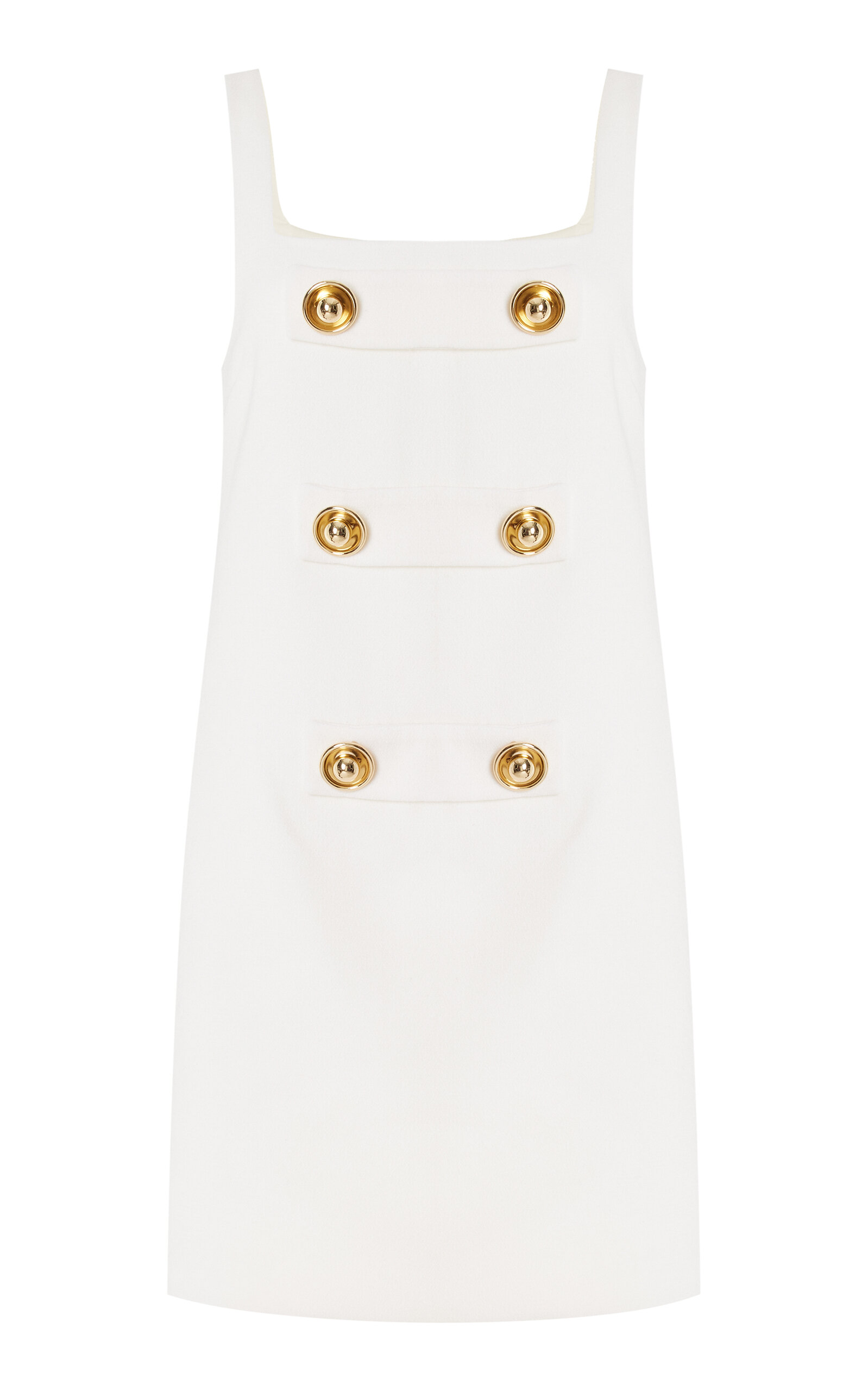 Shop Alexis Luya Button-embellished Wool Mini Dress In White